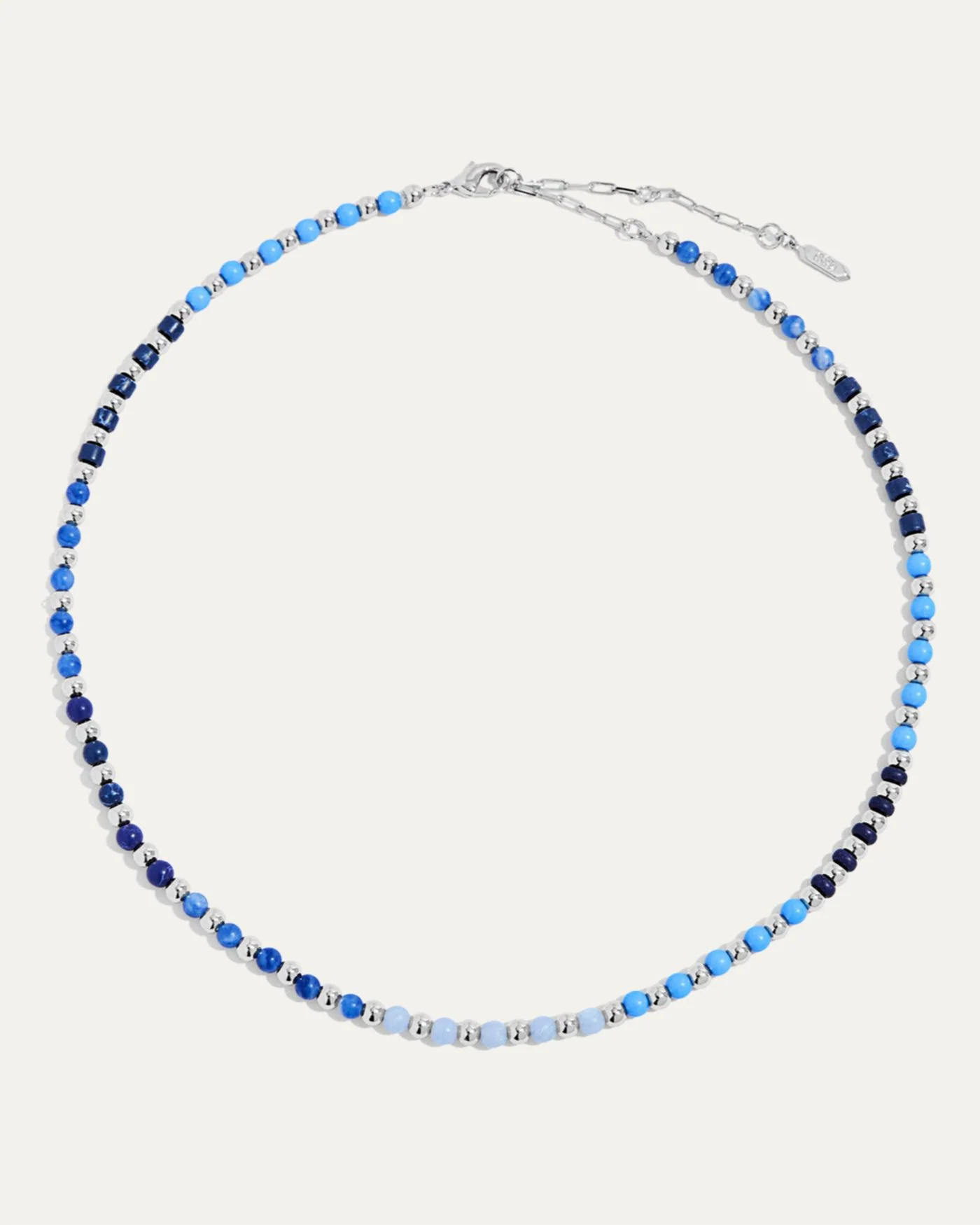 Kate Gemstone Necklace in Blue with Lapis Beads and Silver Finish