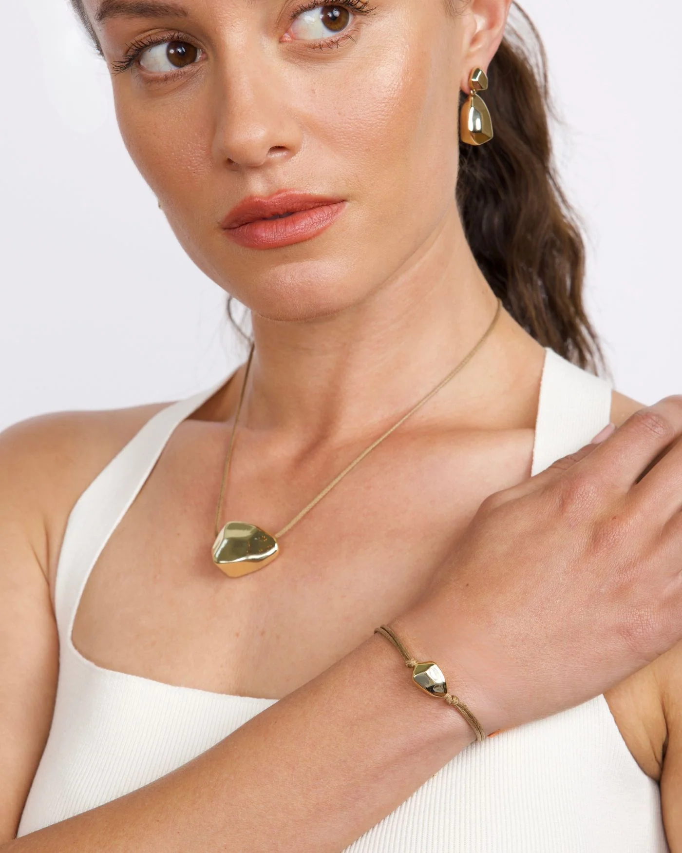 Ulani Leather Cord Necklace with Adjustable Sculptural Nugget