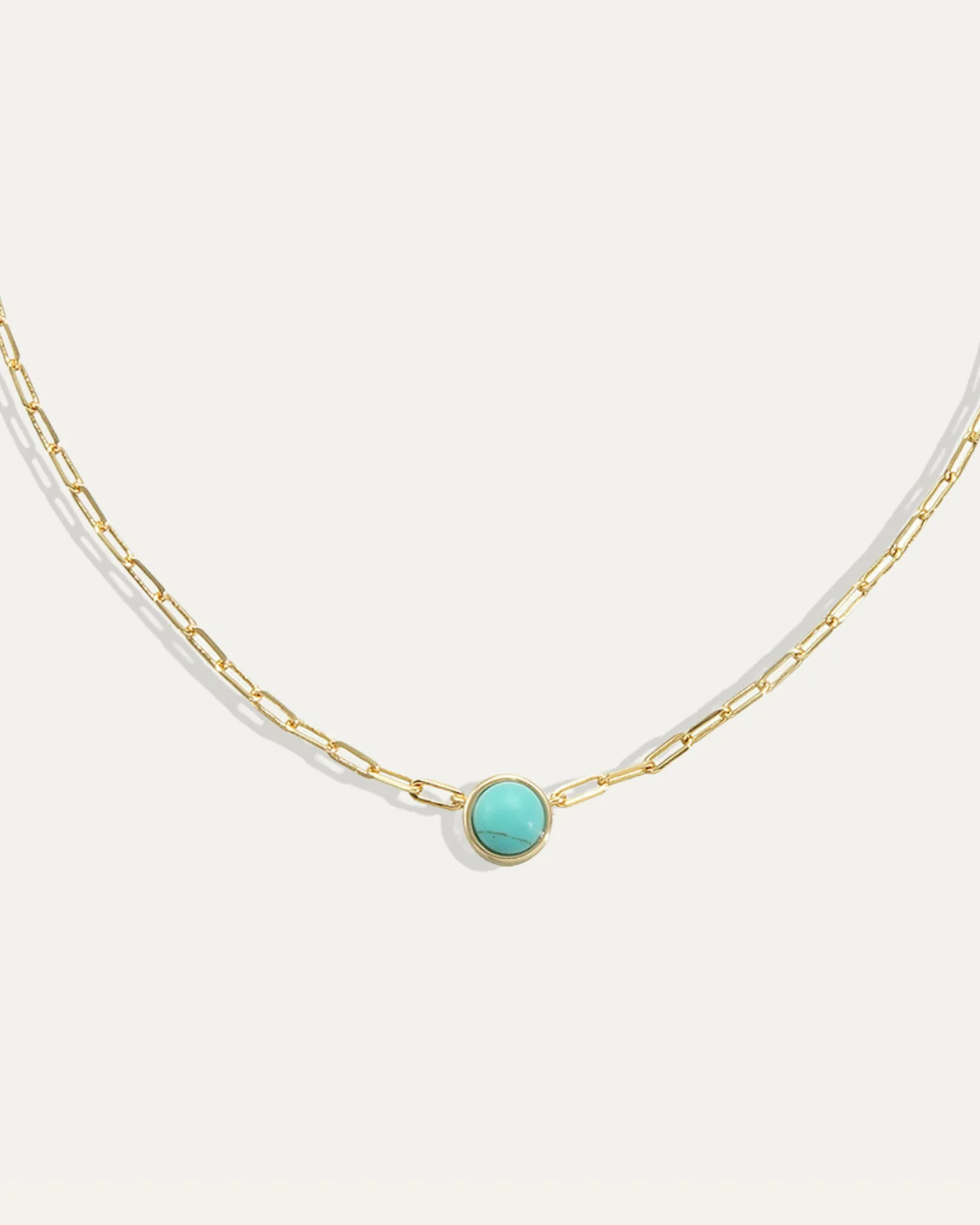 Ava Paperclip Necklace in Turquoise with Gold-Plated Brass Chain