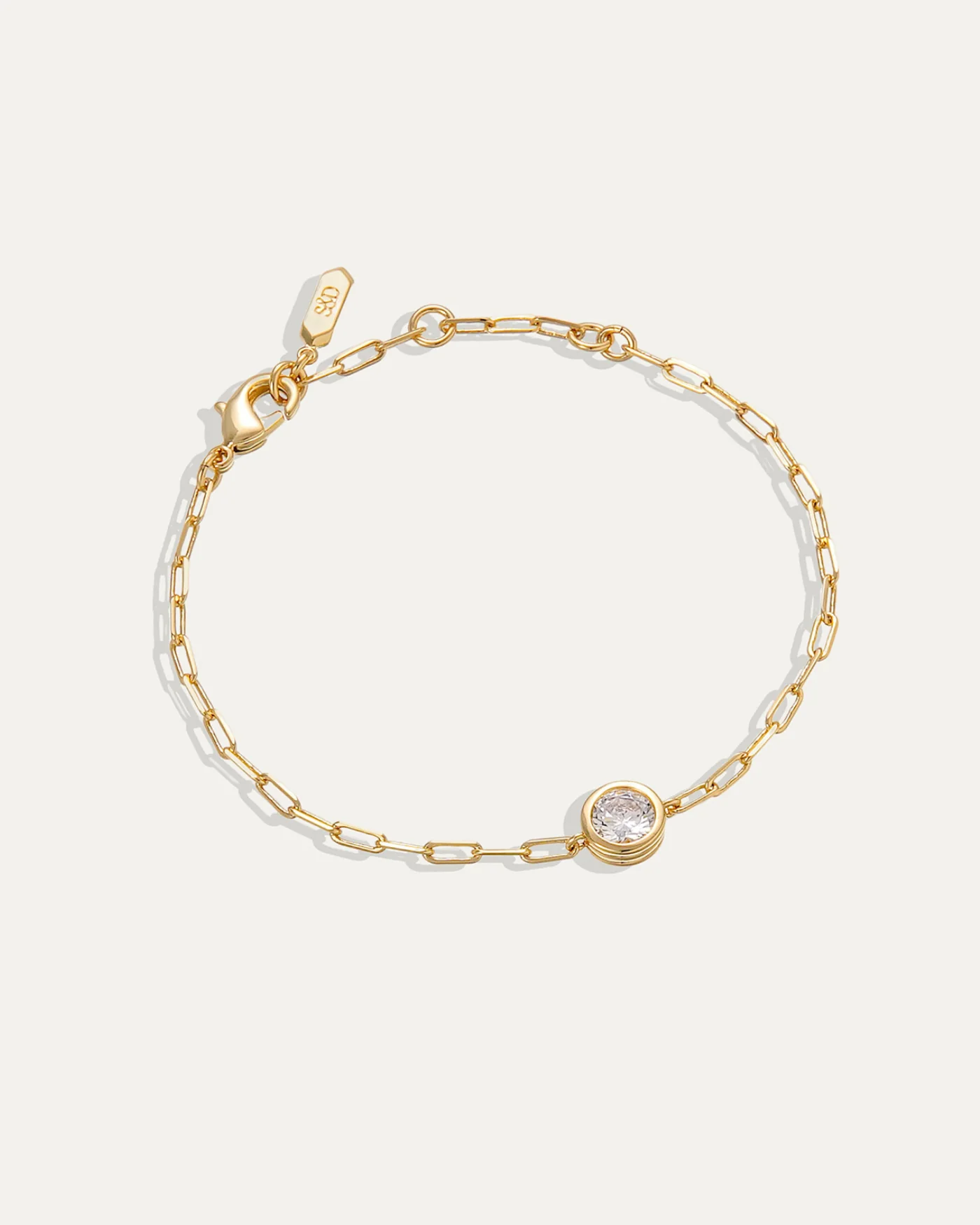 Ava Paperclip Bracelet in Diamond with 12k Gold-Plated Brass Chain