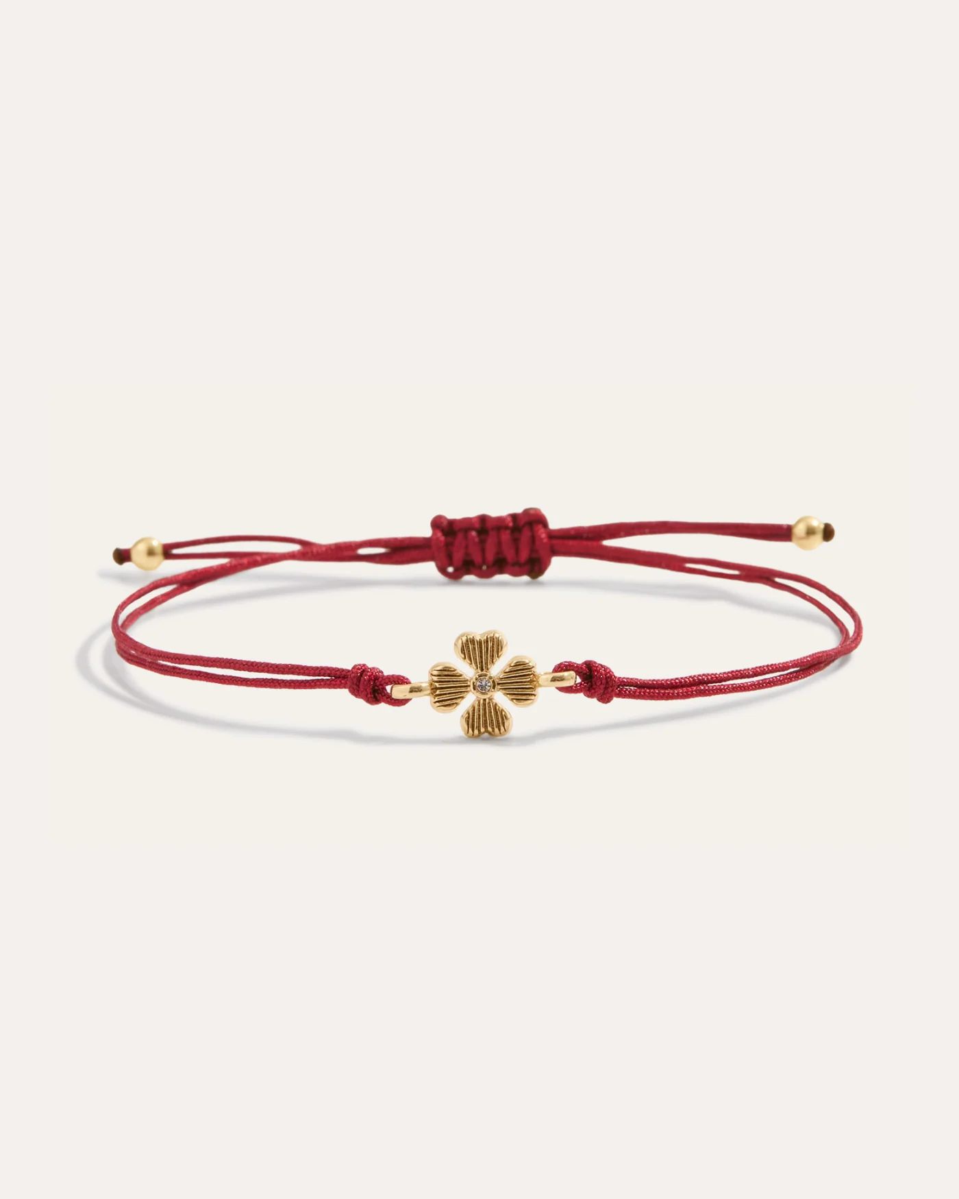 Lucky Hearts Bracelet on Red Nylon Cord