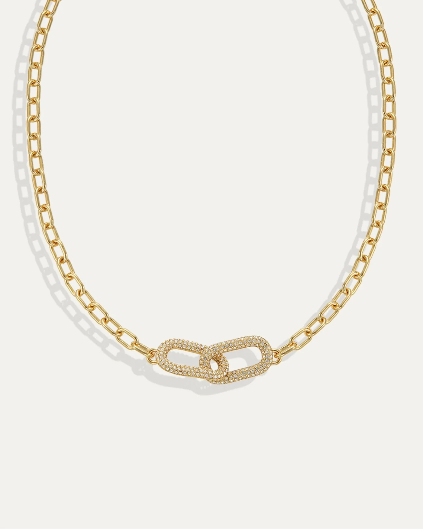 Reversible Pavé Link Necklace in 12-Karat Gold-Plated Brass