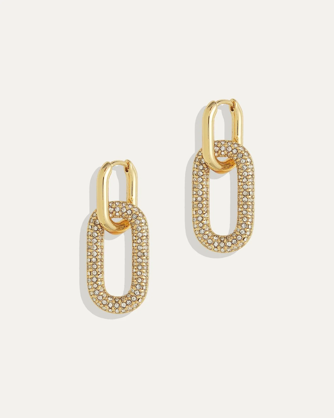 Reversible Pavé Link Earrings in Gold or Silver