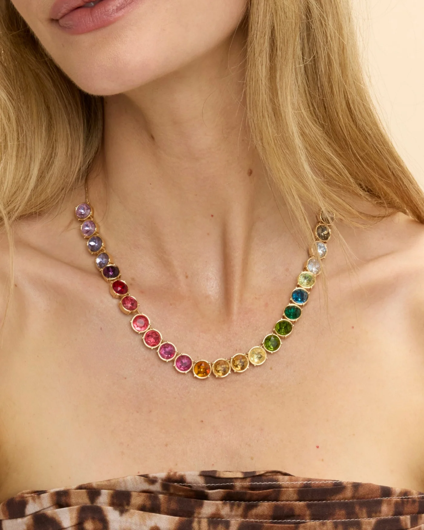 Rainbow Crystal Necklace on 14k Gold-Plated Brass Chain