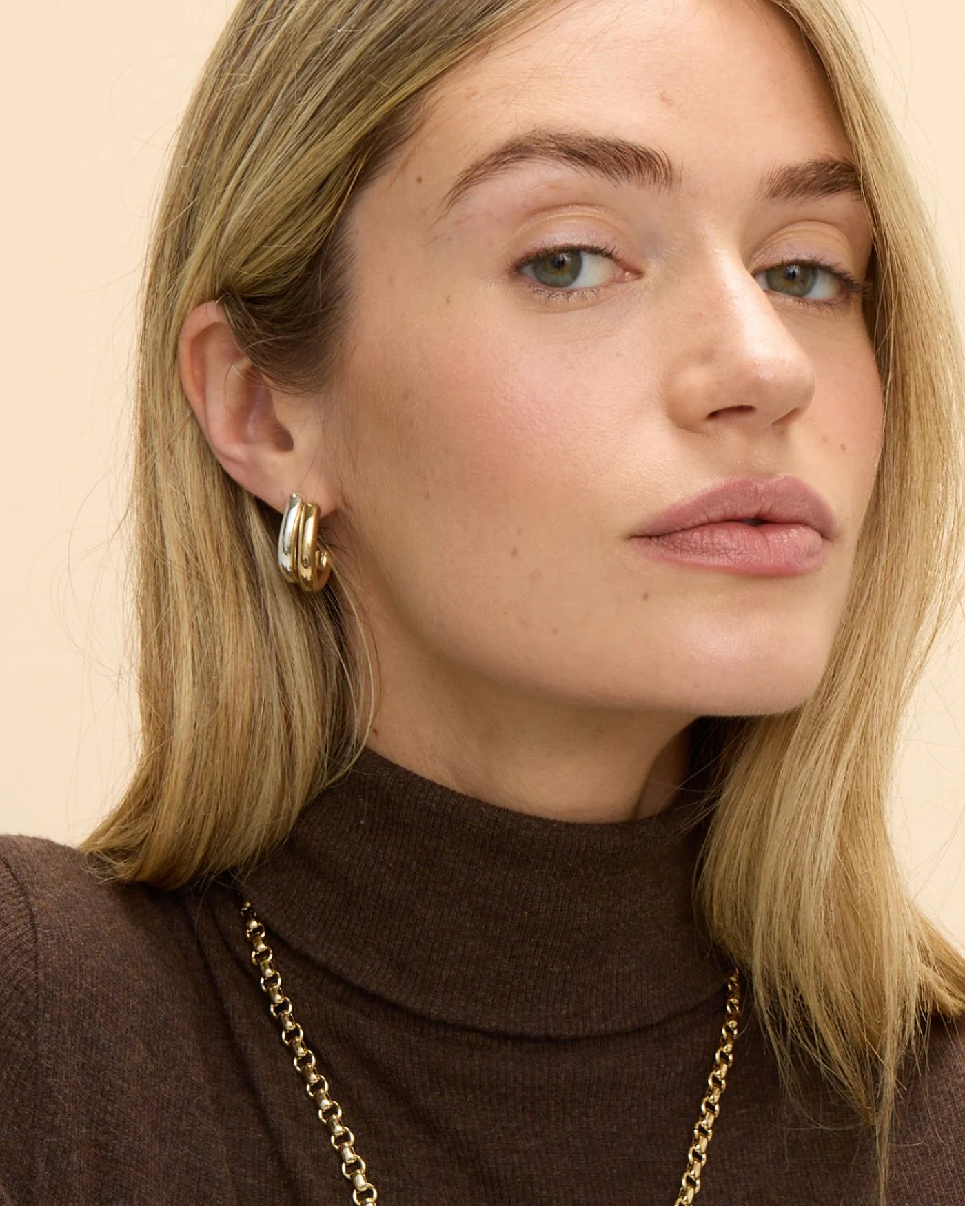 J Hoops in Mixed Metal: Gold and Silver J-Shaped Earrings