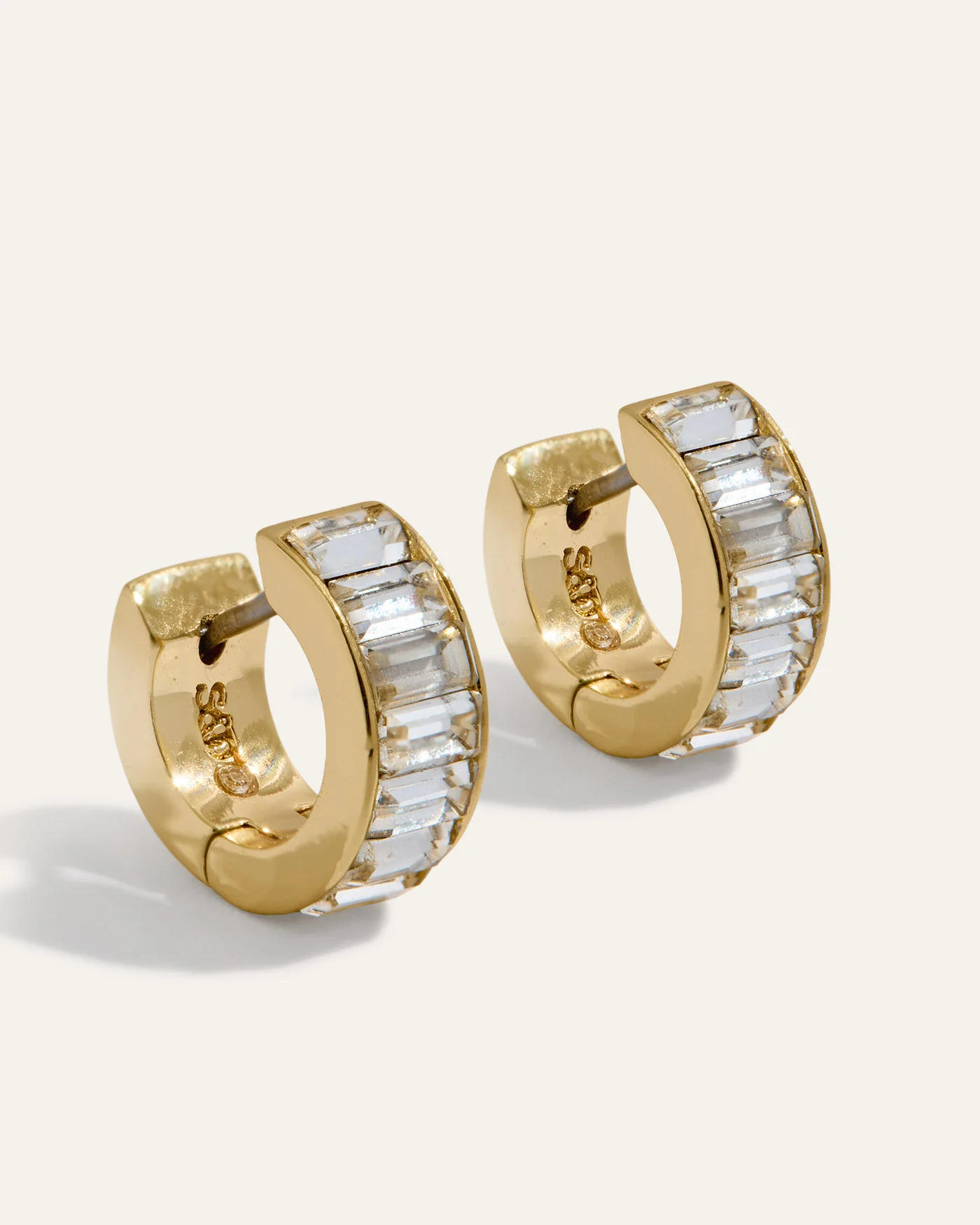Mini Channel Set Huggie Earrings in 12k Gold Plate