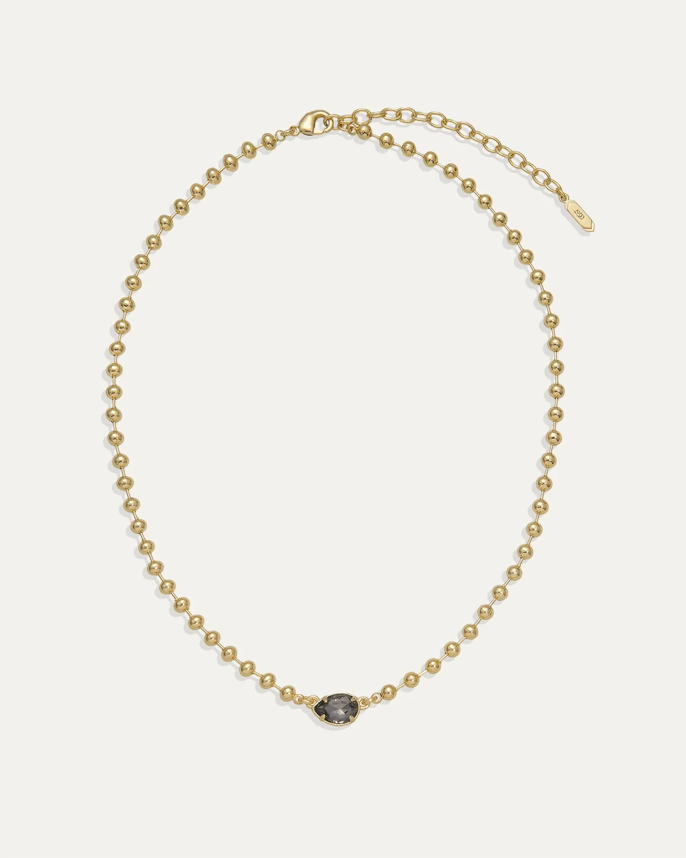 Sienna Pear Necklace in Black Diamond on a Ball Chain
