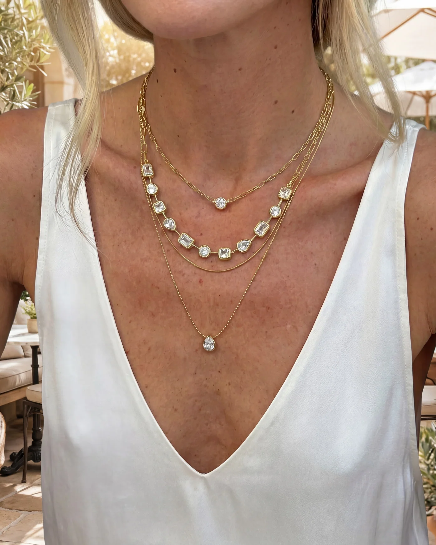 Naomie Paperclip Tennis Necklace in 12k Gold-Plated Brass