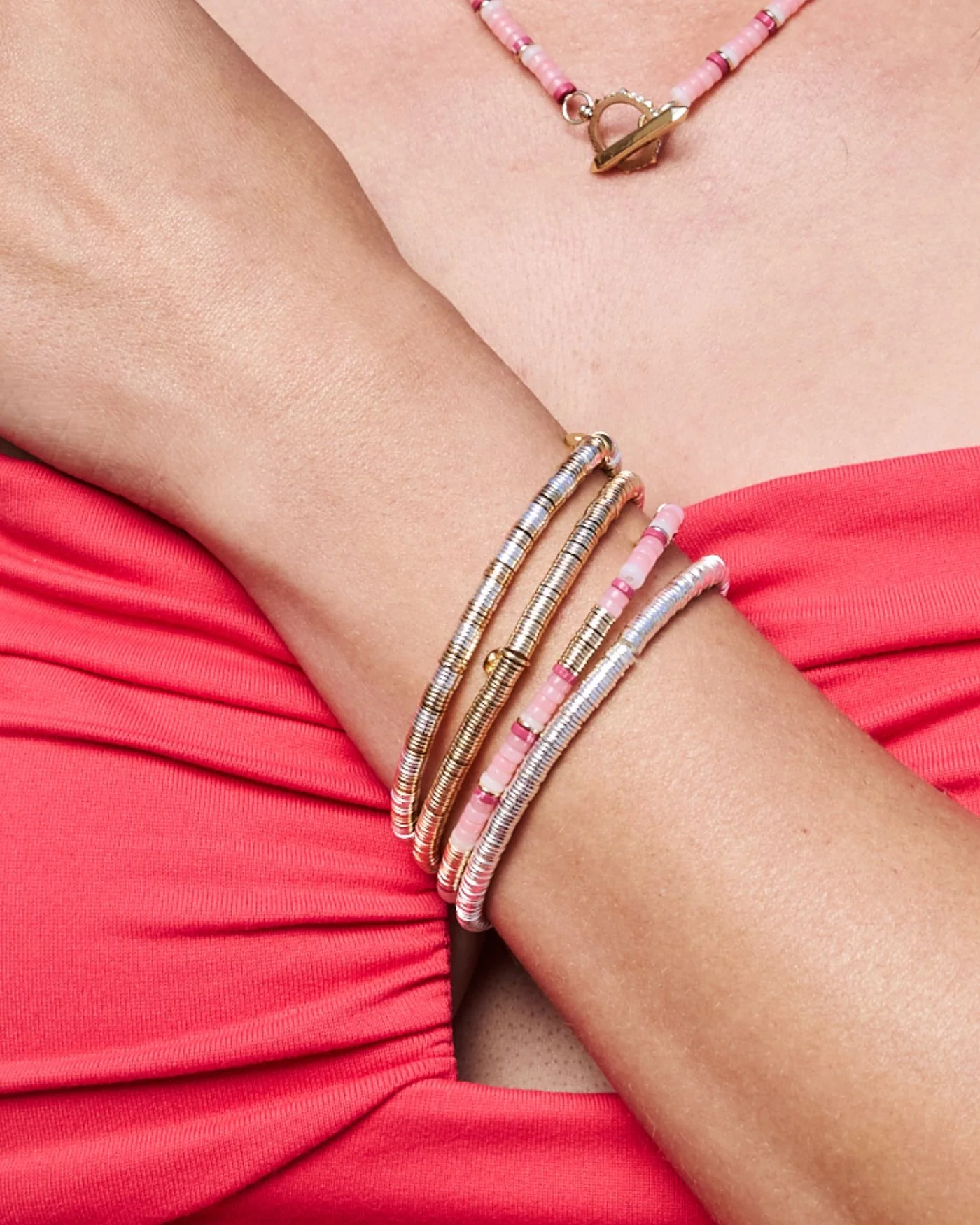 Boho Beaded Stretch Bracelet in Gold Tone for Everyday Stacking