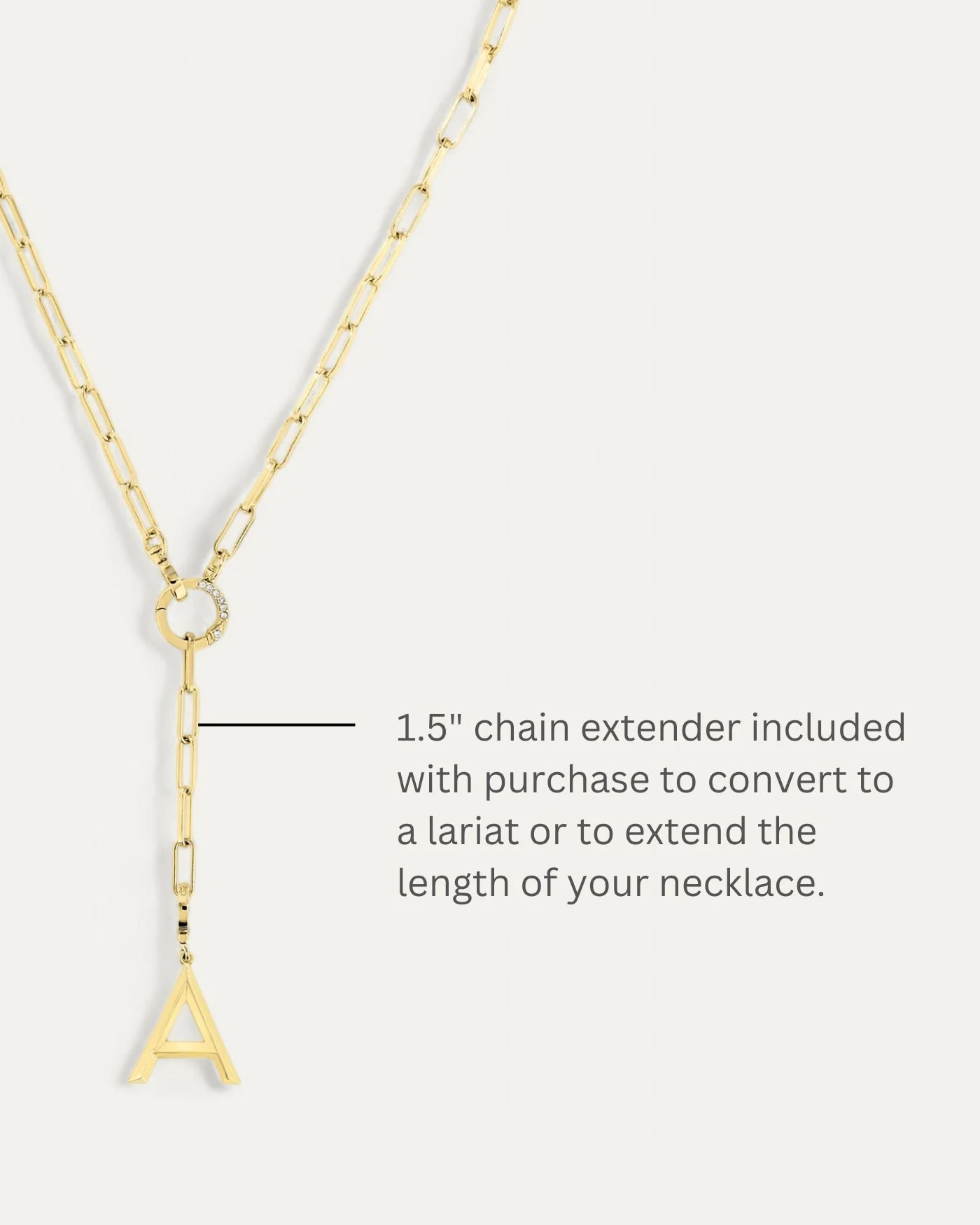 Tatum Convertible Lariat Chain Necklace in Gold or Rhodium