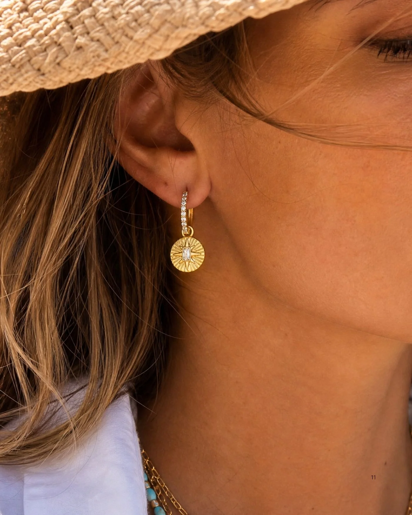 North Star Huggie Hoop Earrings in 12k Gold-Plated Brass