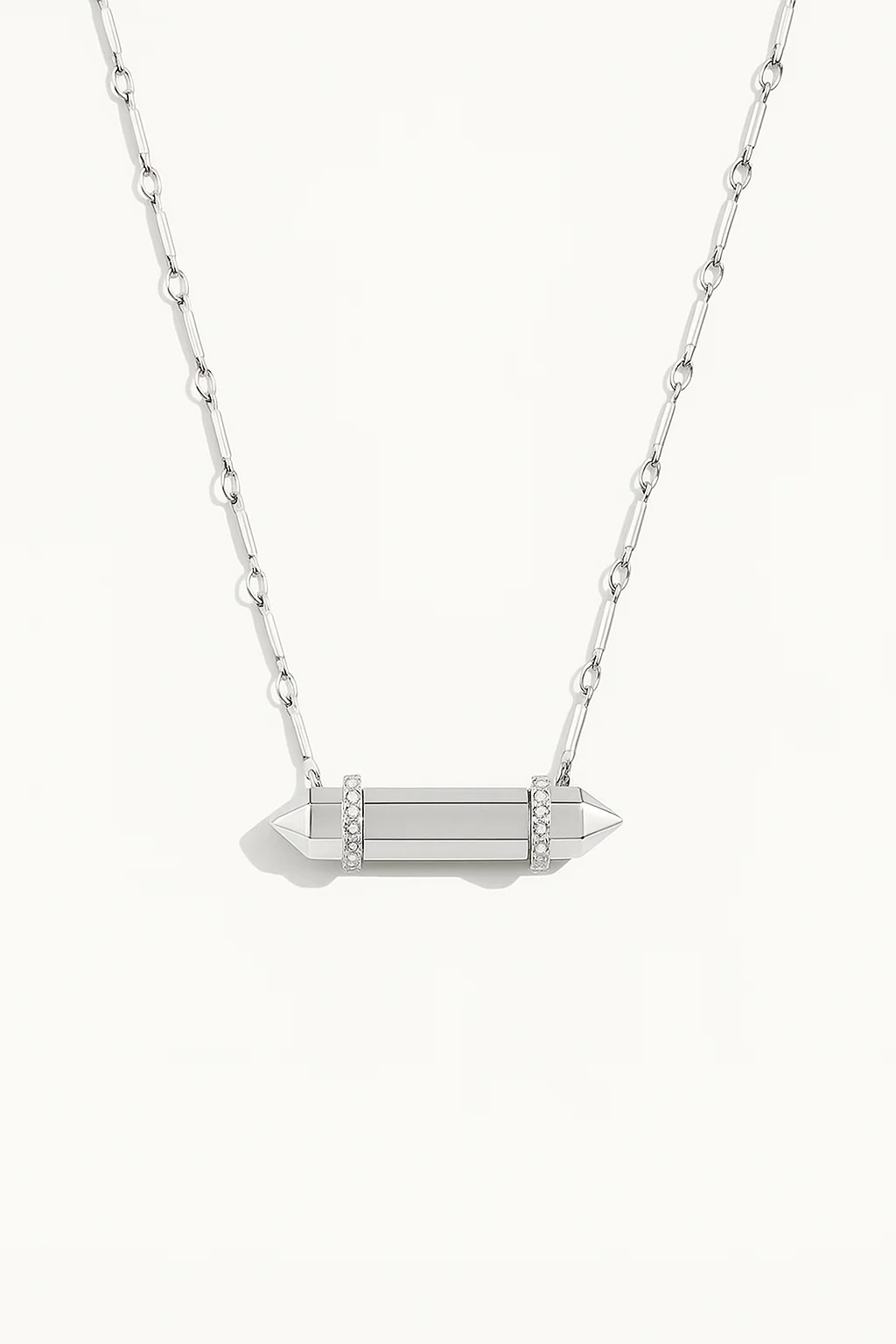 Rebel Mini Pendant Necklace in Silver with Pavé Spear