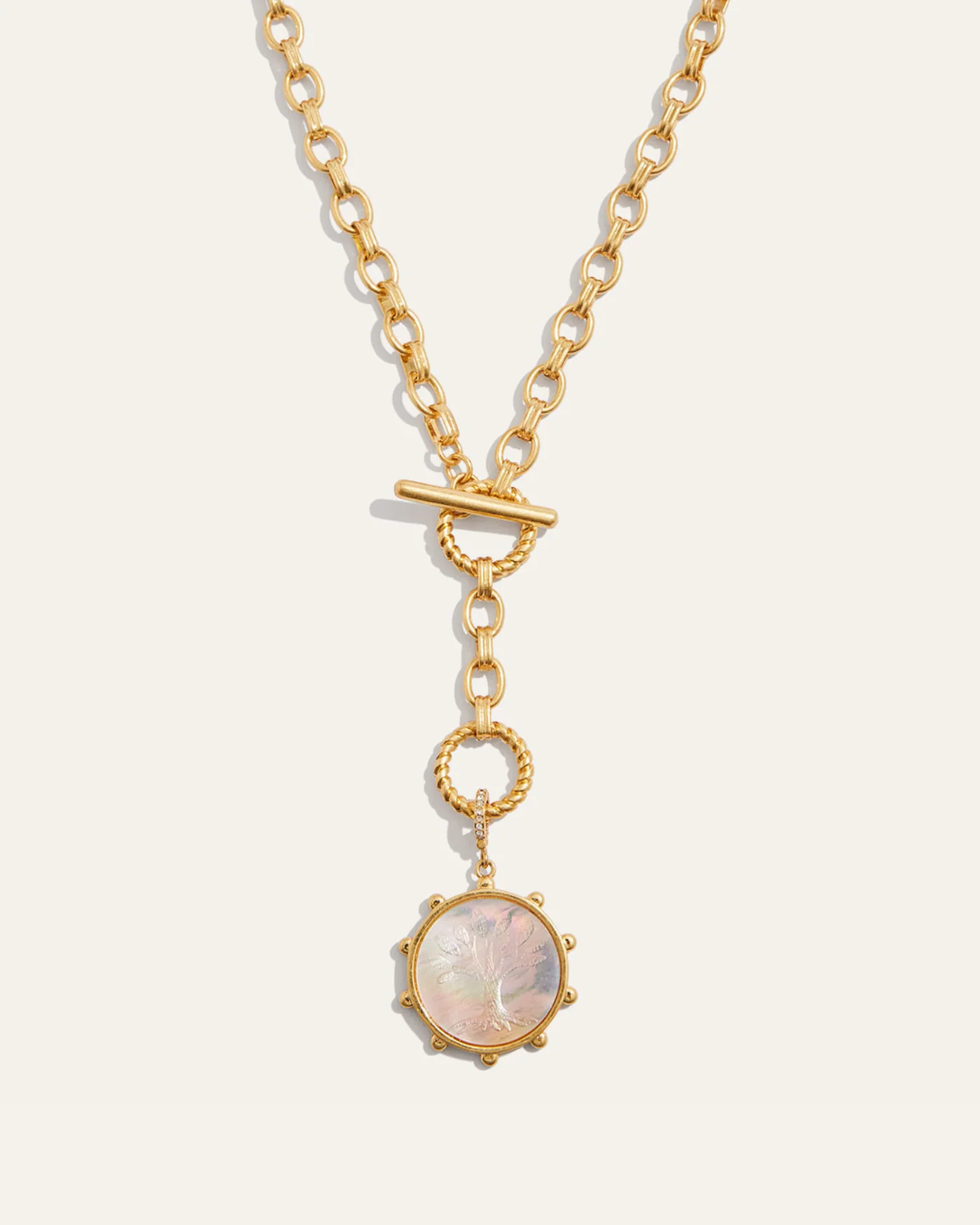 Rooted in Love Mother of Pearl Pendant Necklace in Gold