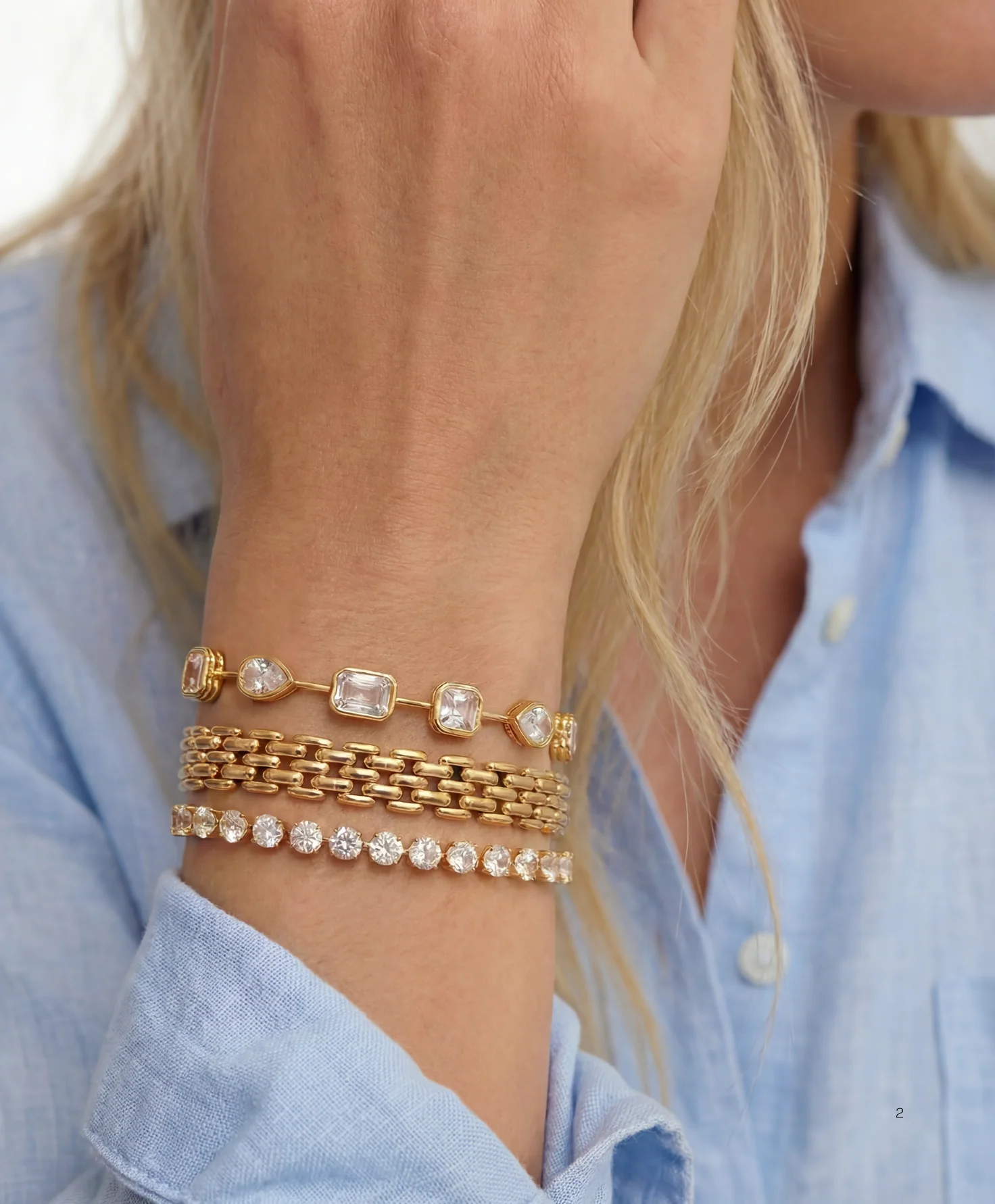 Naomie Tennis Bracelet in 12k Gold-Plated Brass