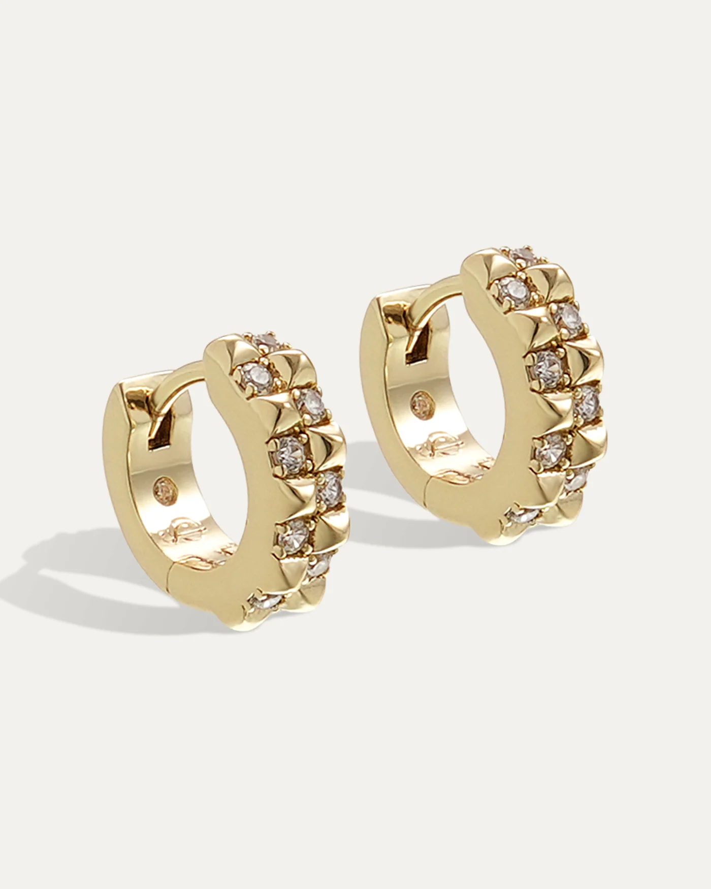 Small Vivienne Hinged Huggie Earrings with Hand-Set Pavé Crystals
