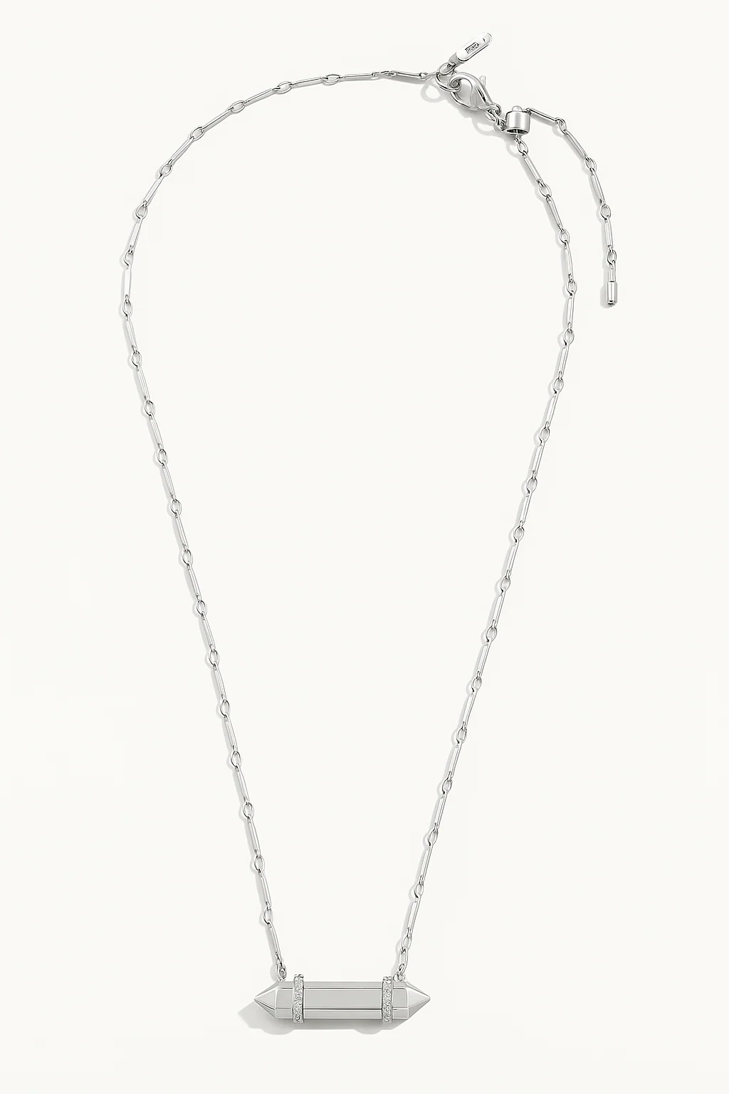 Rebel Mini Pendant Necklace in Silver with Pavé Spear