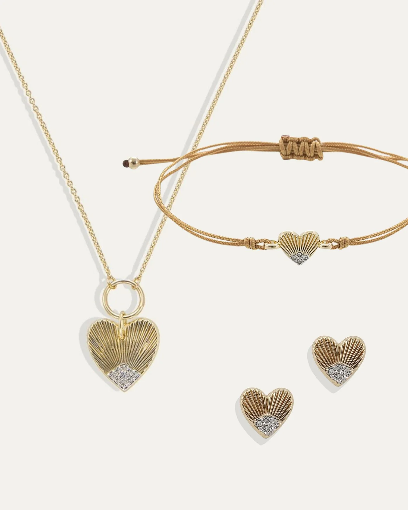 Lovestruck Bundle: Necklace, Rope Bracelet and Stud Earrings Set