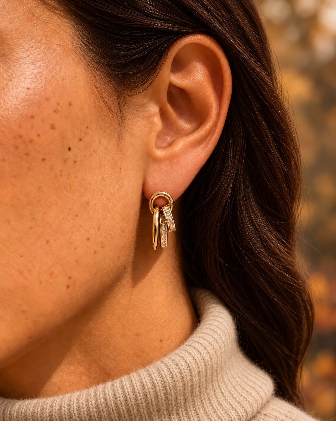Ella Rondelle Earrings with Mixed Graduated CZ Rondelles