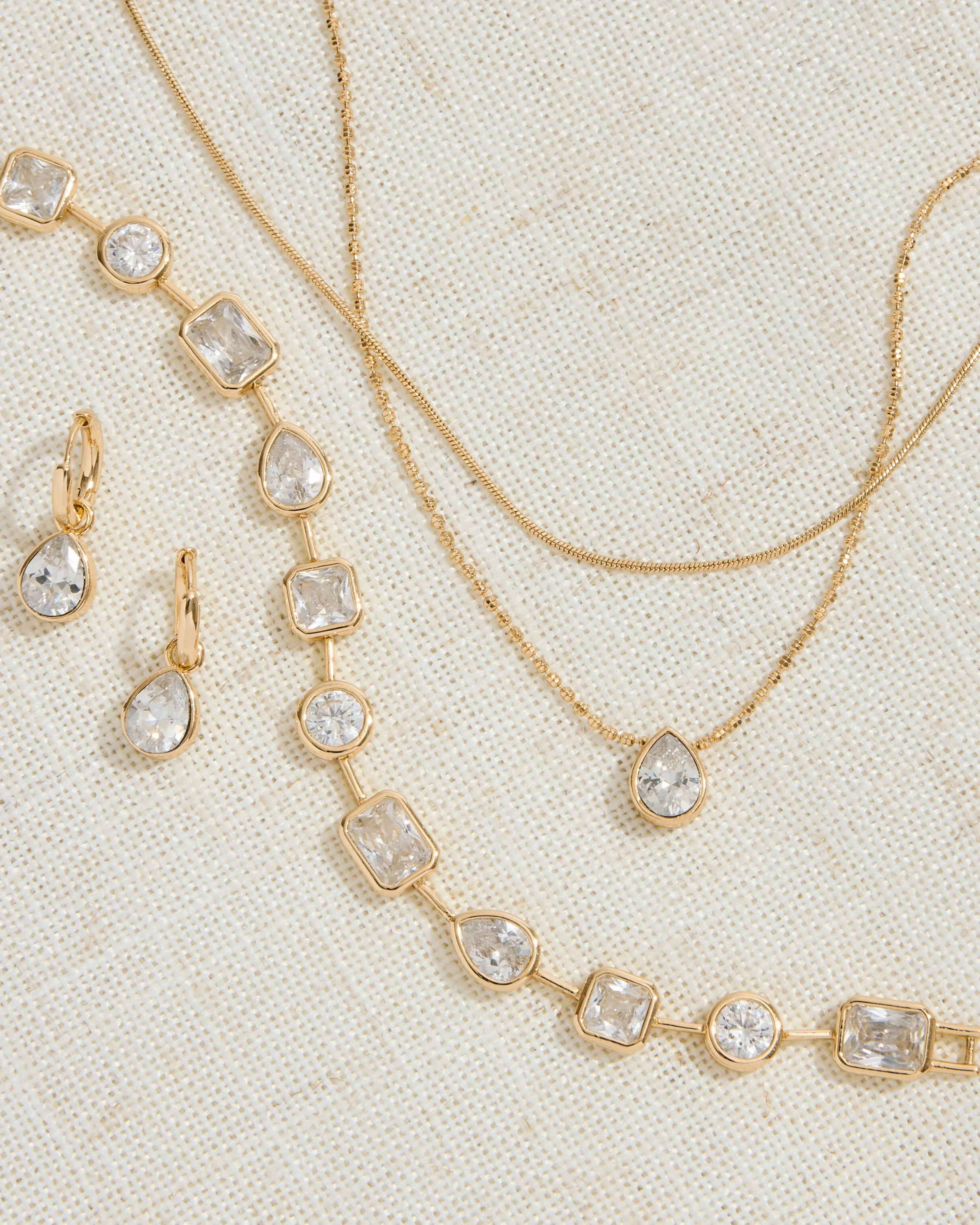 Naomie Tennis Necklace in 12k Gold-Plated Brass with Mixed Cut Stones