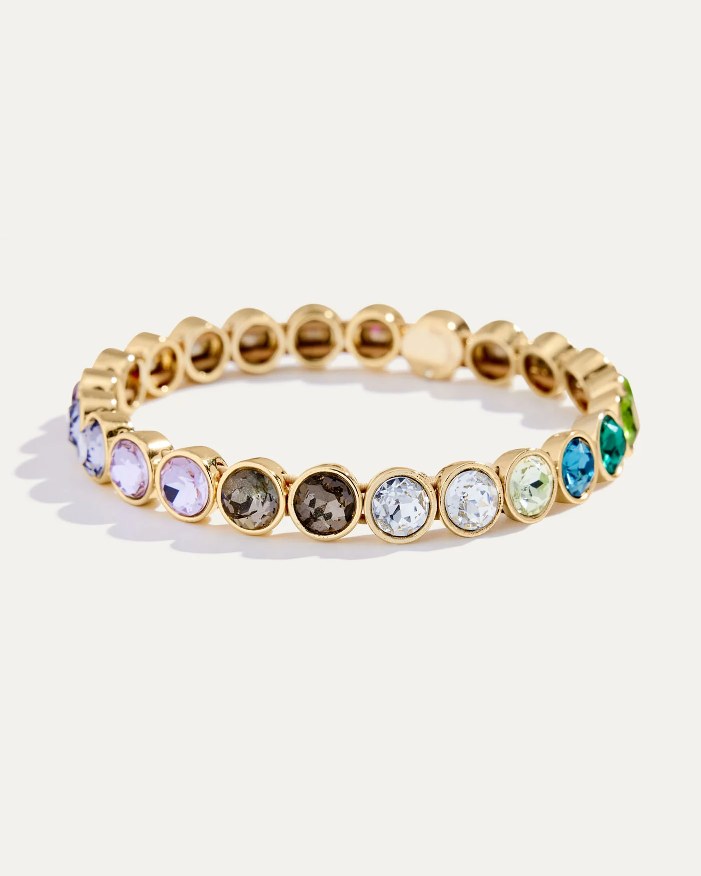 Rainbow Crystal Stretch Bracelet in 14k Gold-Plated Brass
