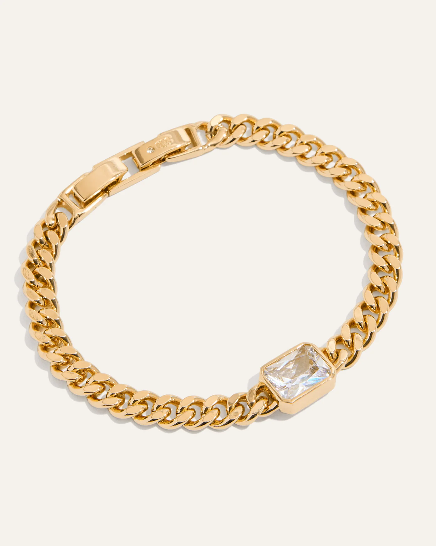 Bezel Station Bracelet in 12 Karat Gold-Plated Brass