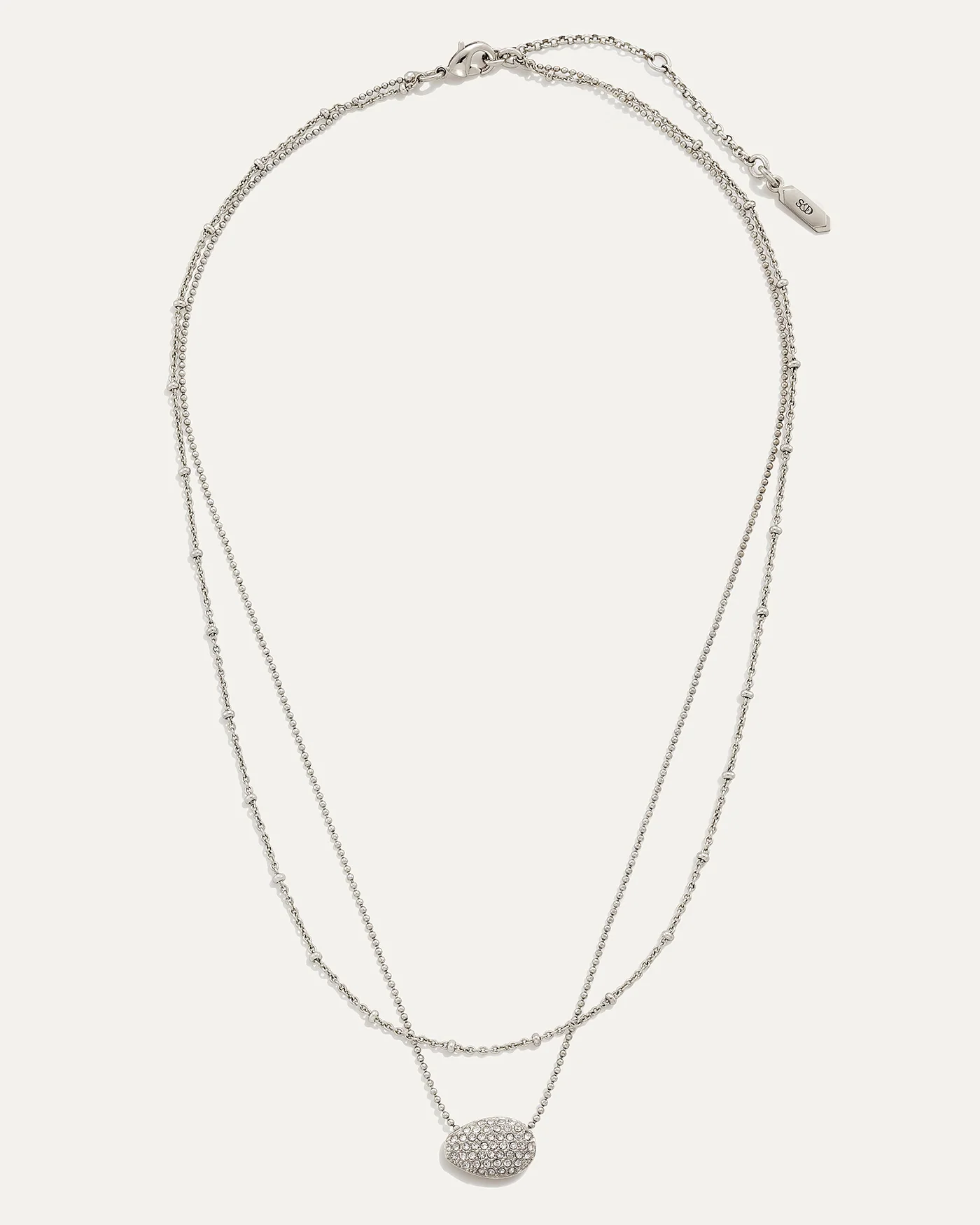 Ulani Look of Layered Necklace in Silver with Pavé Pendant