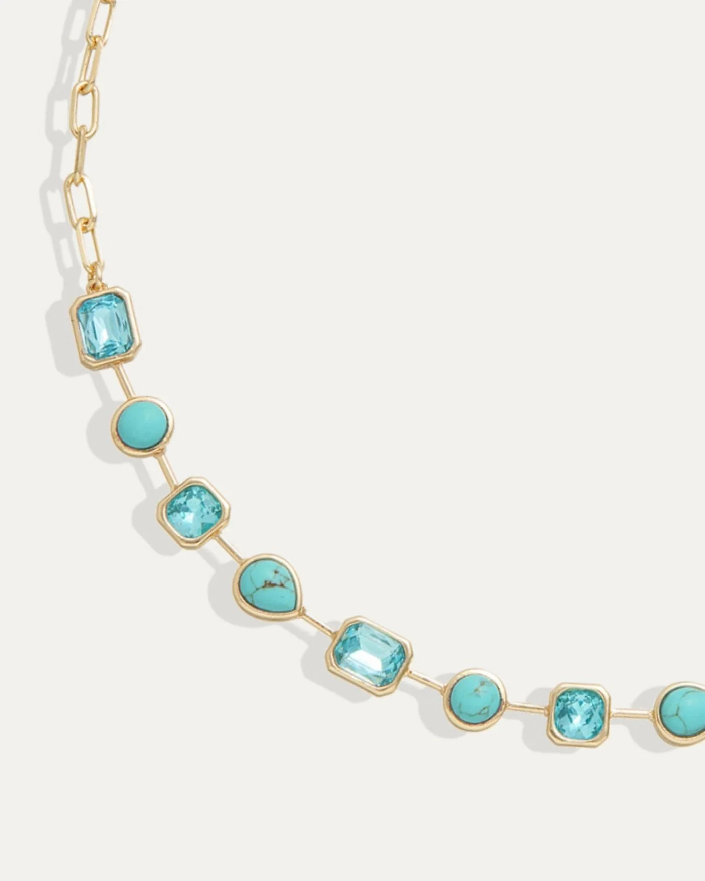 Naomie Paperclip Tennis Necklace in Turquoise with Adjustable Clasp
