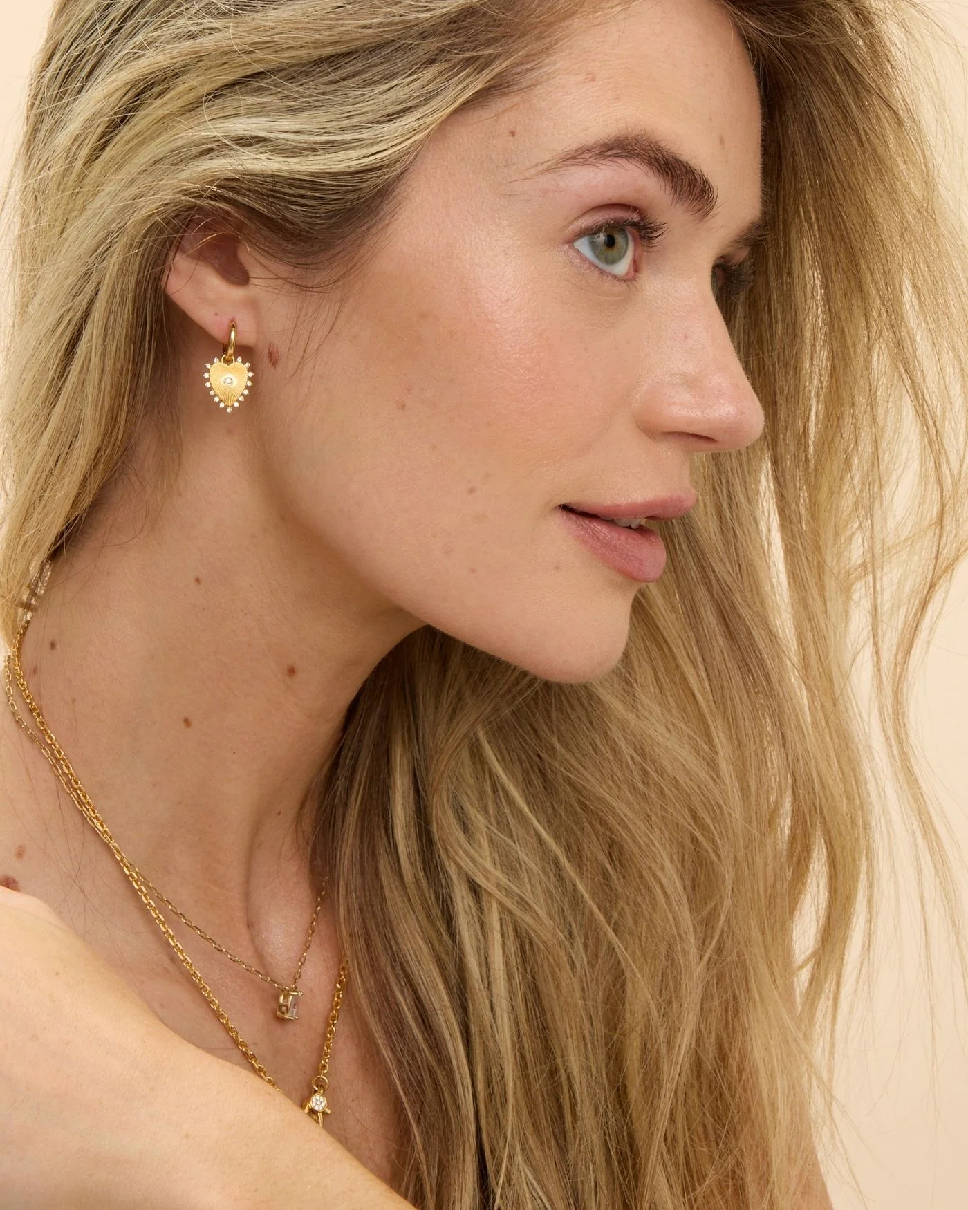 Stevie Heart Huggie Earrings with Pave Heart Charm
