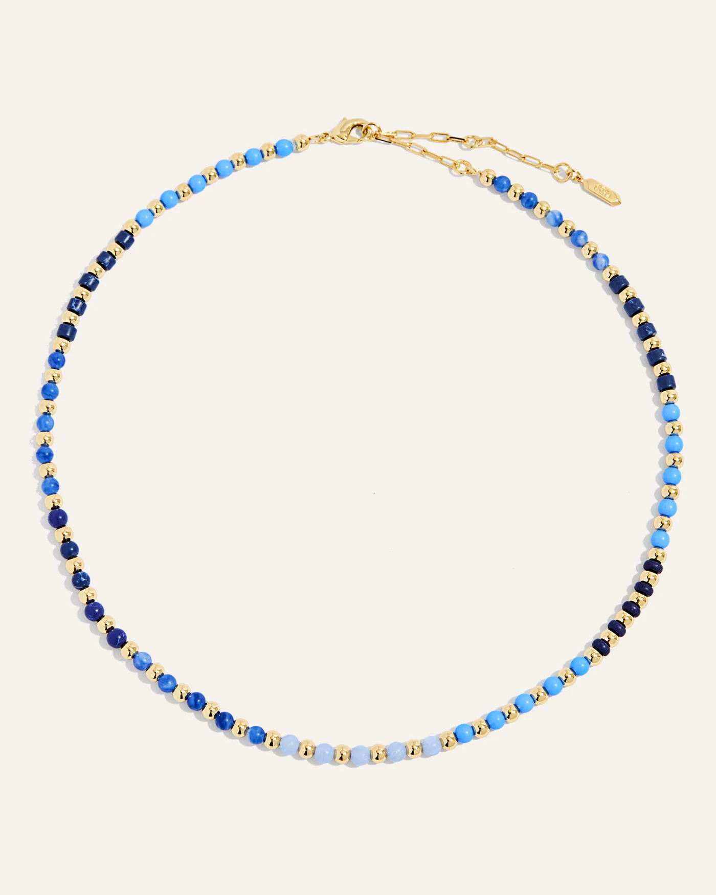 Kate Gemstone Necklace in Blue with Lapis Beads and Gold Accents