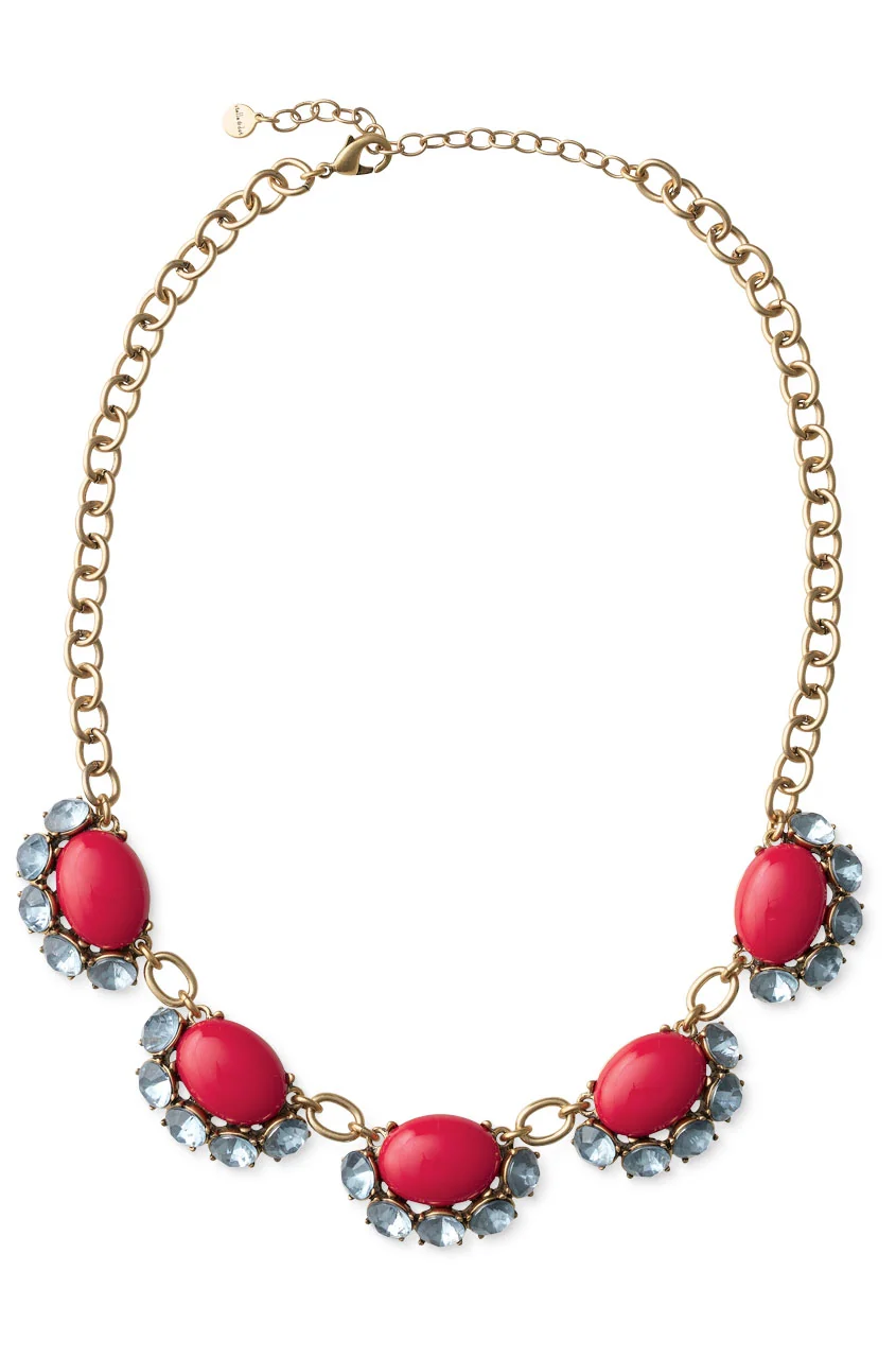 Red Stone Gold Necklace with a Single Red Centre Stone