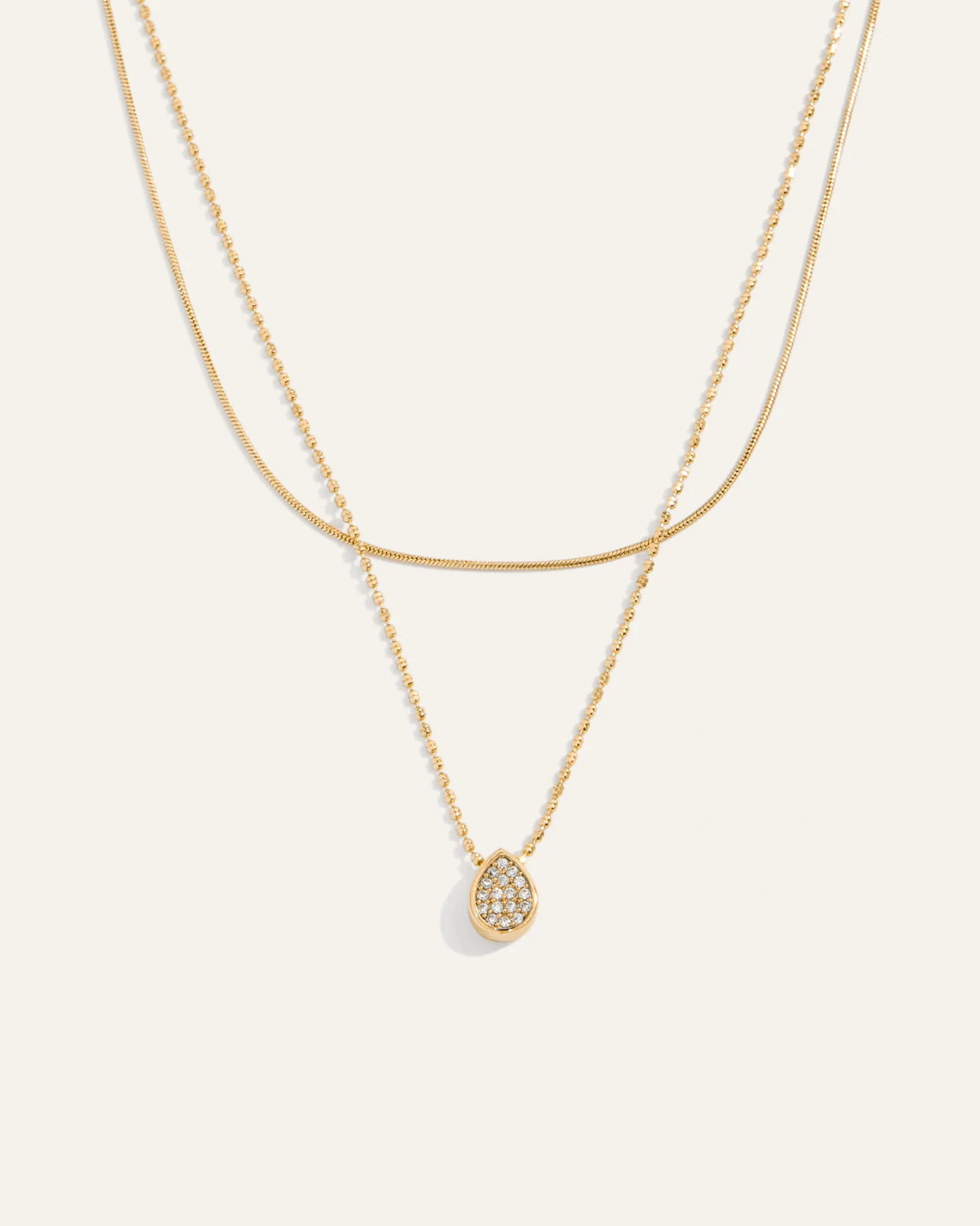 Elisa Pre-Layered Reversible Gold Necklace with Pear Pendant