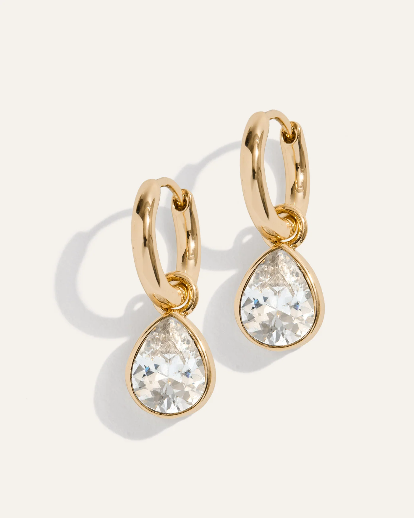 Elisa Reversible Huggie Hoop Earrings with Pear Charm