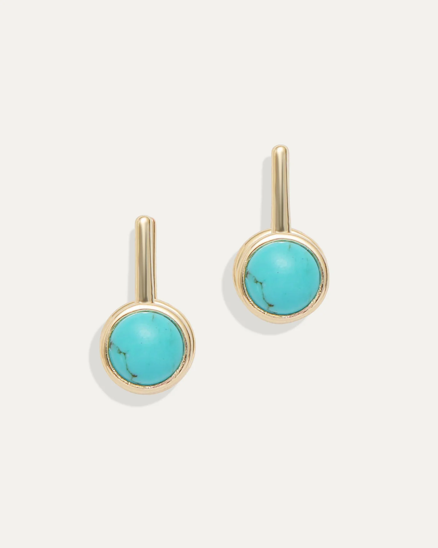 Ava Bar Stud Earrings in Turquoise with Bezel-Set Cabochon