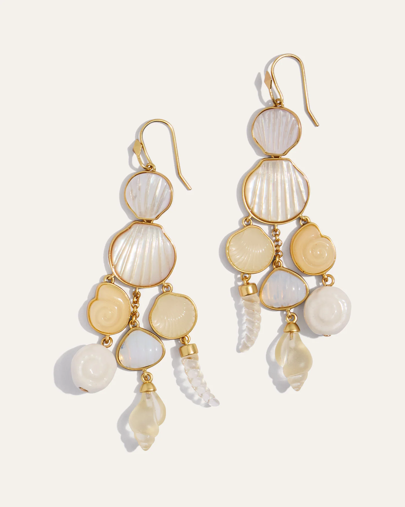 Beach Day Chandelier Earrings with Gold-Dipped Shell Motifs