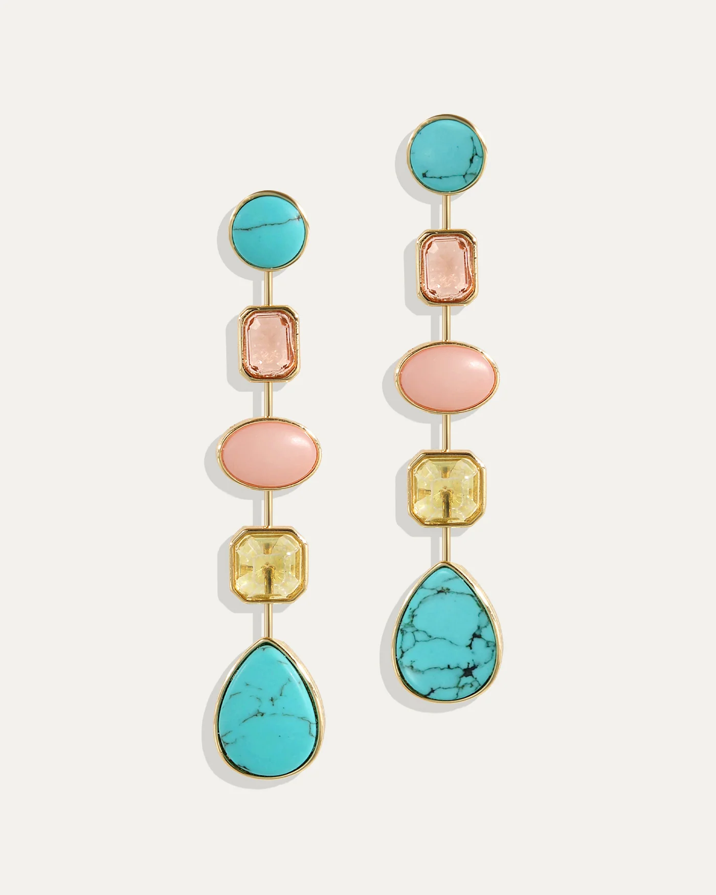 Naomie Convertible Statement Earrings with Turquoise and Citrine-Hued Stones