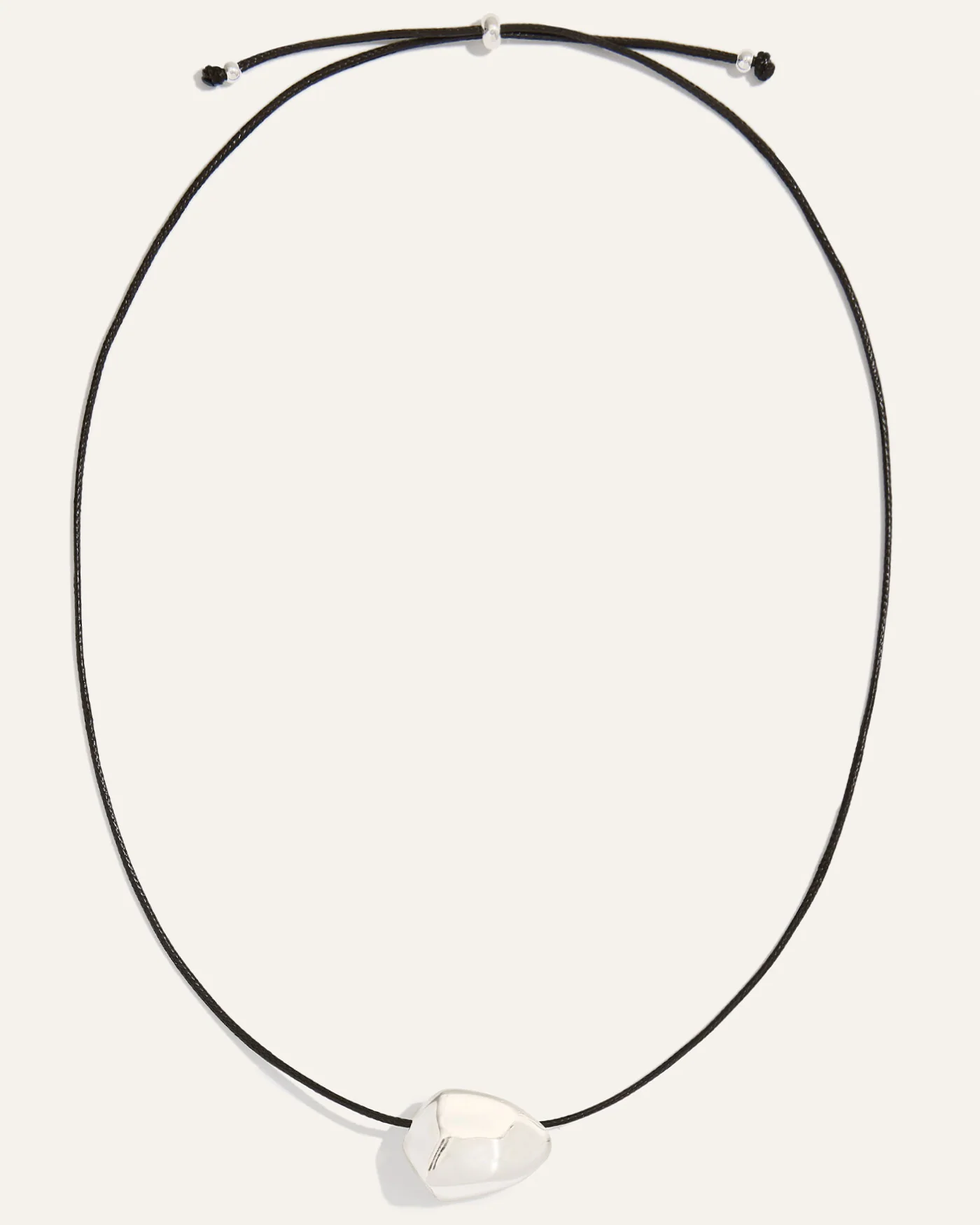 Ulani Leather Cord Necklace in Black and Silver