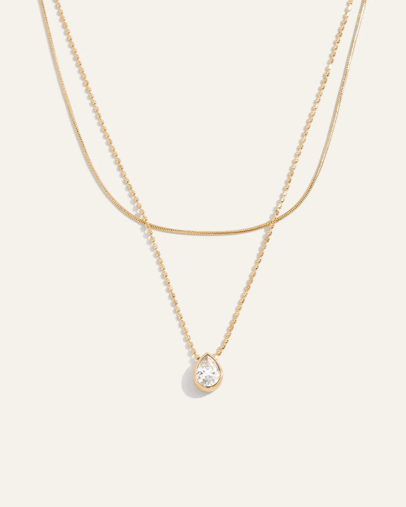 Elisa Pre-Layered Reversible Gold Necklace with Pear Pendant