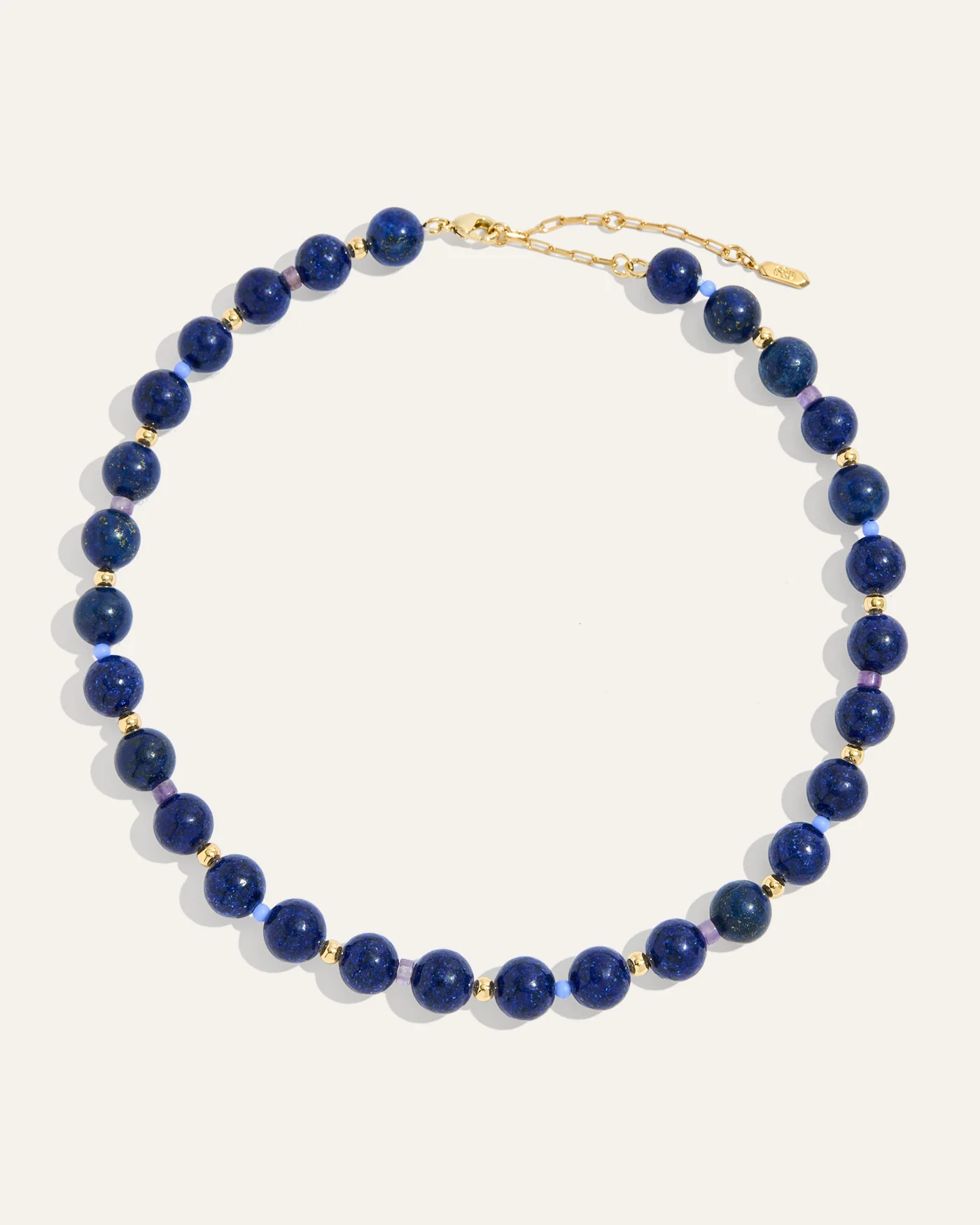 Dot Necklace in Lapis with Amethyst and Gold-Plated Beads
