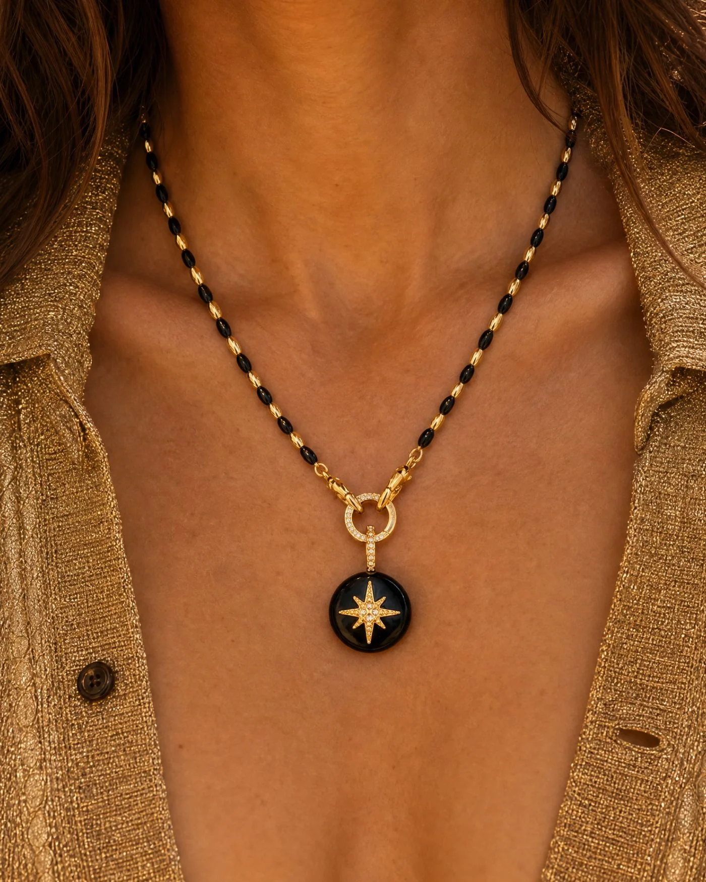 Northstar Charm in Midnight with Reconstituted Black Onyx