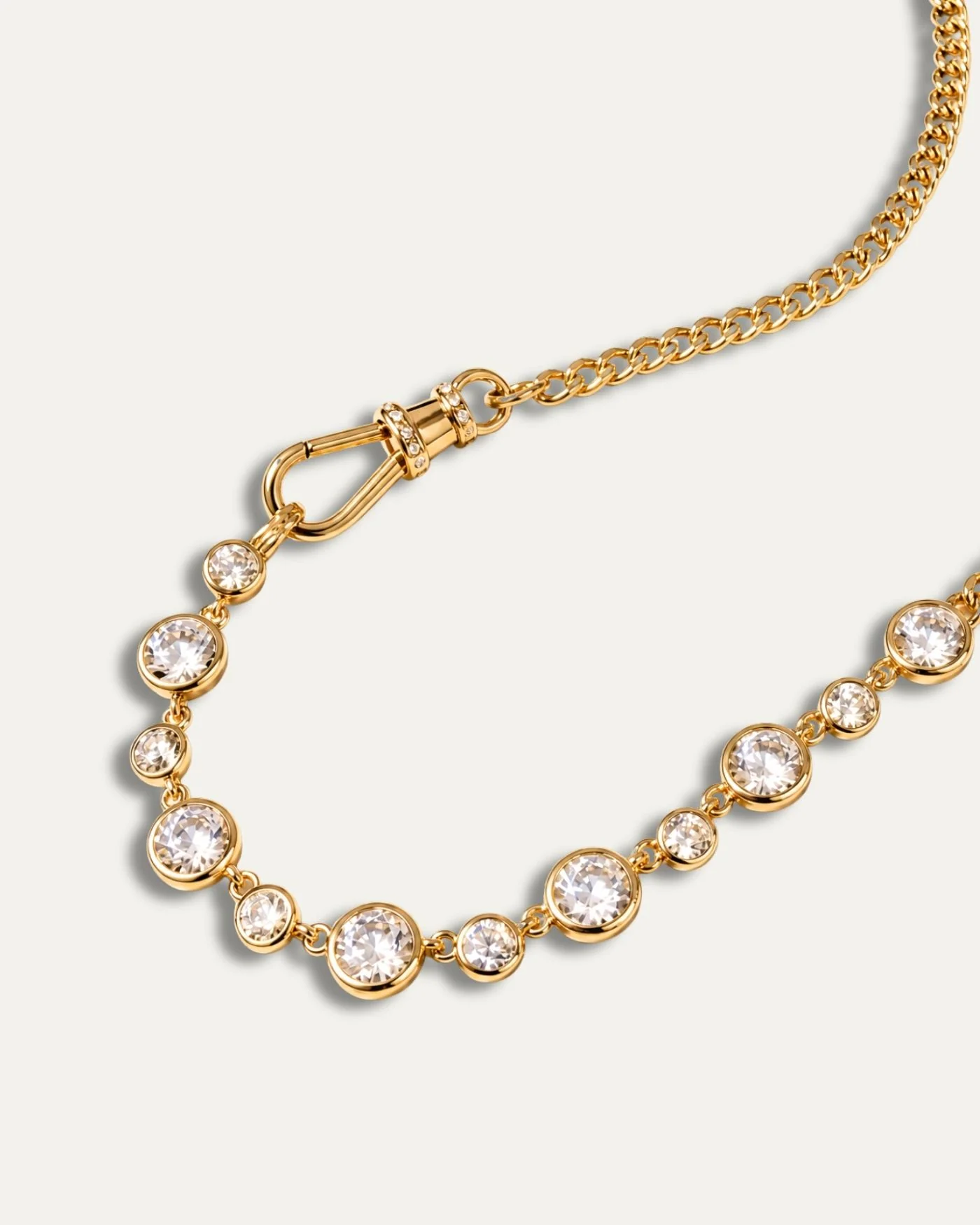 Bennett Necklace with Bezel-Set Simulated Diamonds in Gold-Plated Brass