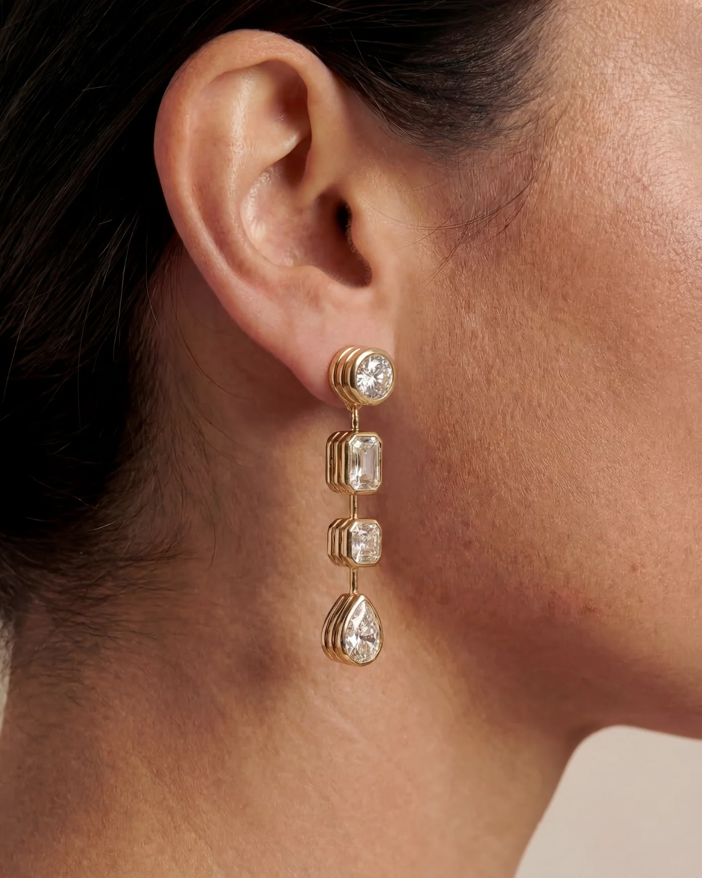 Naomie Convertible Earrings in Diamond with 4-in-1 Gold Design