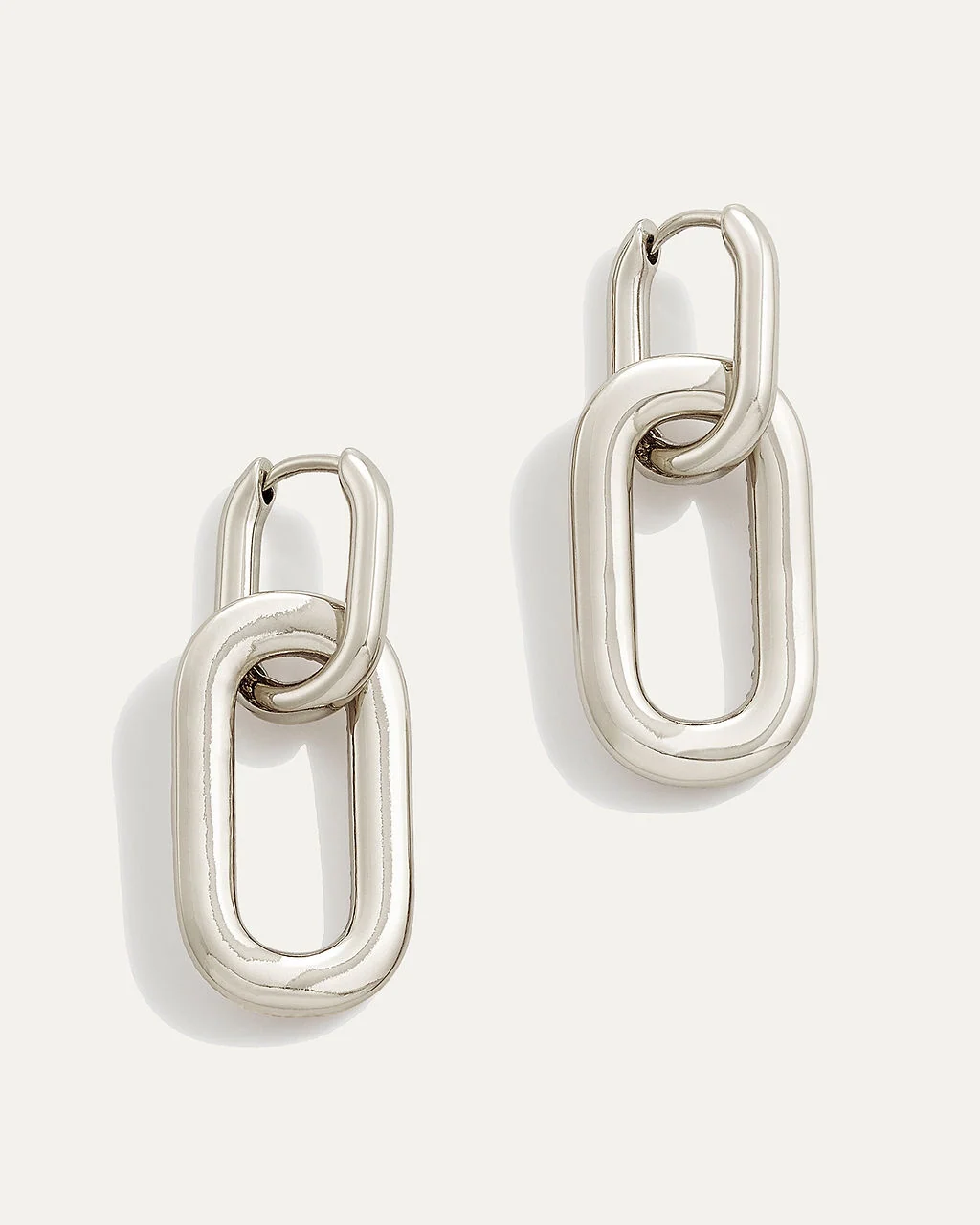 3-in-1 Reversible Pavé Hoop Link Earrings in Silver