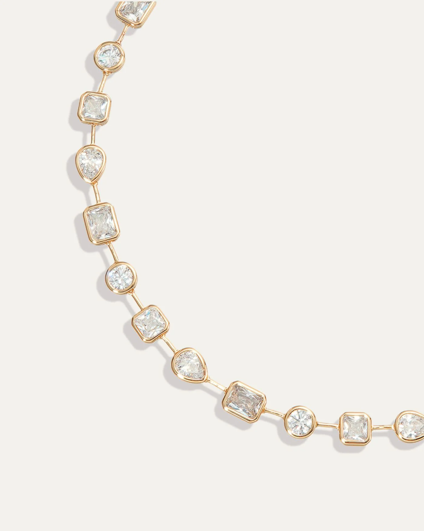 Naomie Tennis Necklace in 12k Gold-Plated Brass with Mixed Cut Stones