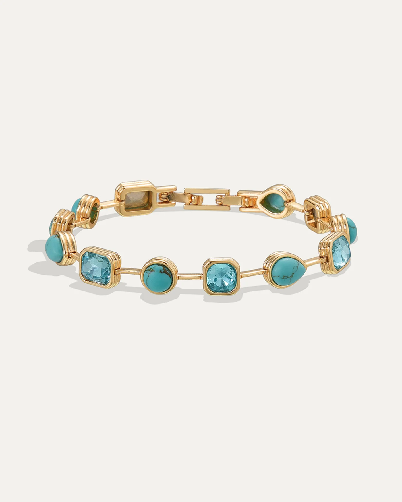 Naomie Tennis Bracelet in Turquoise with Mixed Bezel-Set Stones