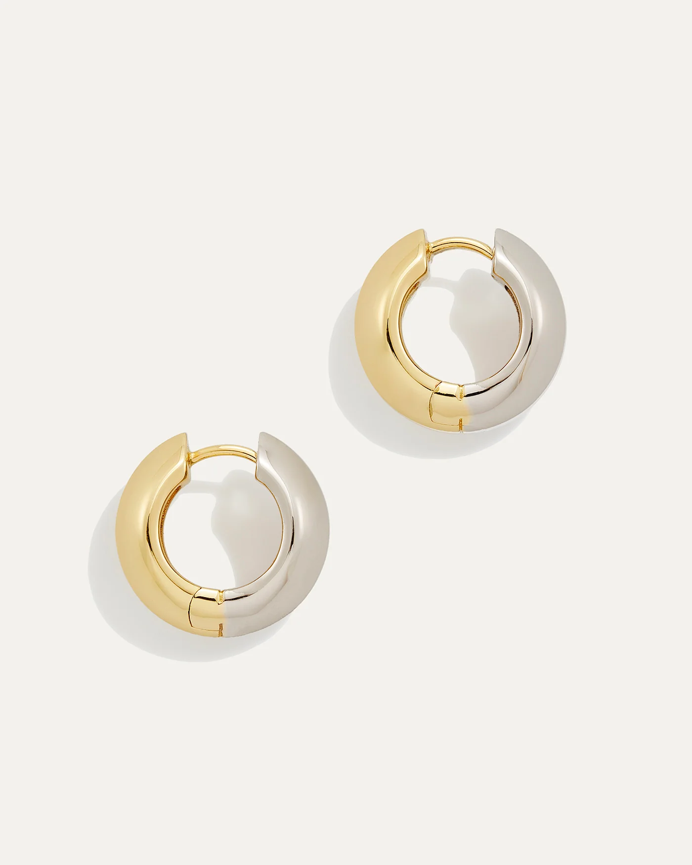 Reversible Hinged Huggie Earrings in Gold and Silver