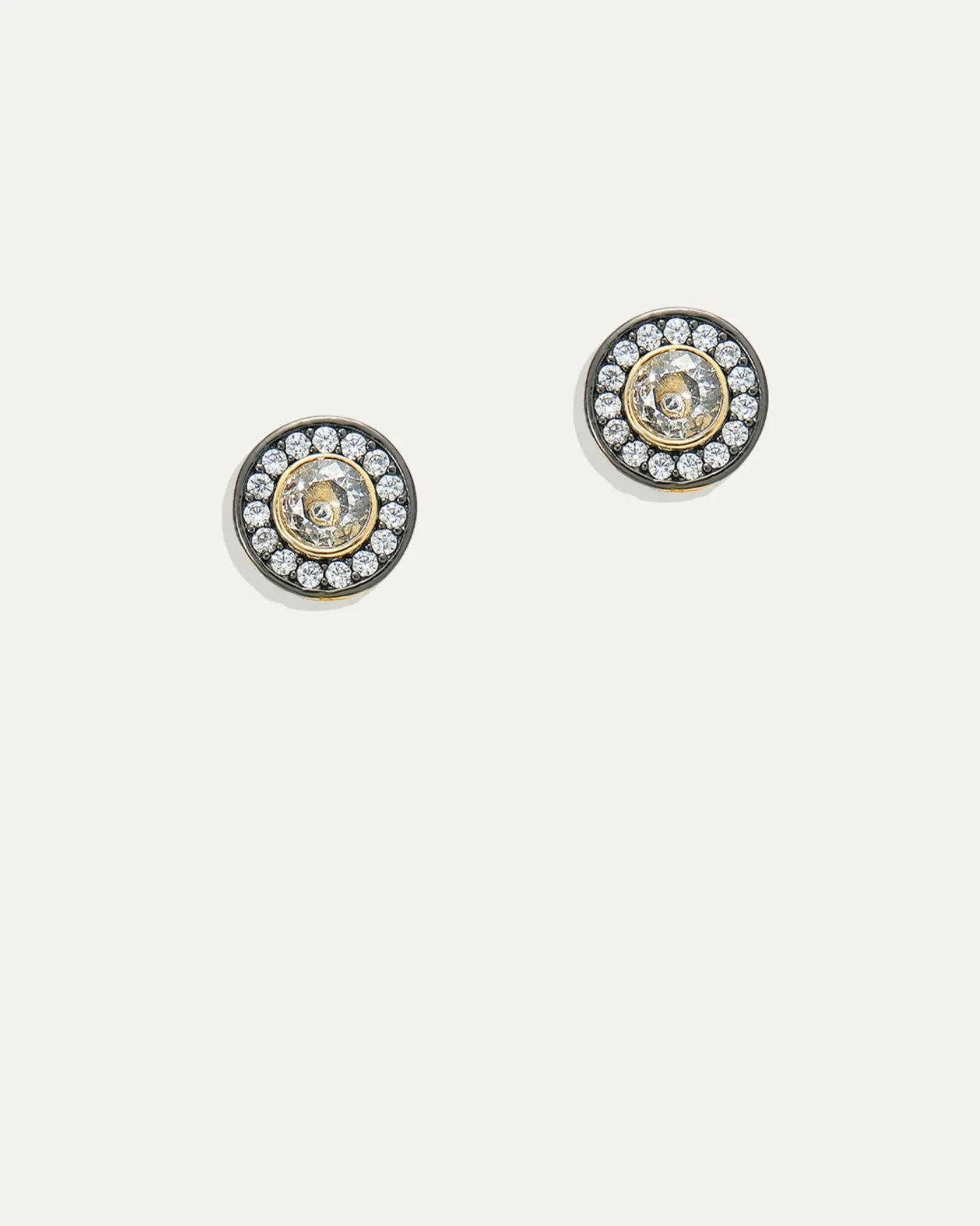 Naomie Two-Part Pavé Diamond Earrings in 12K Gold and Hematite