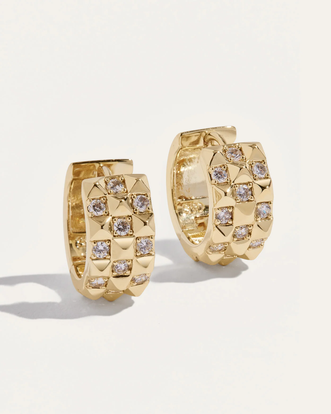 Vivienne Hinged Huggie Earrings with Hand-Set Pavé Crystals