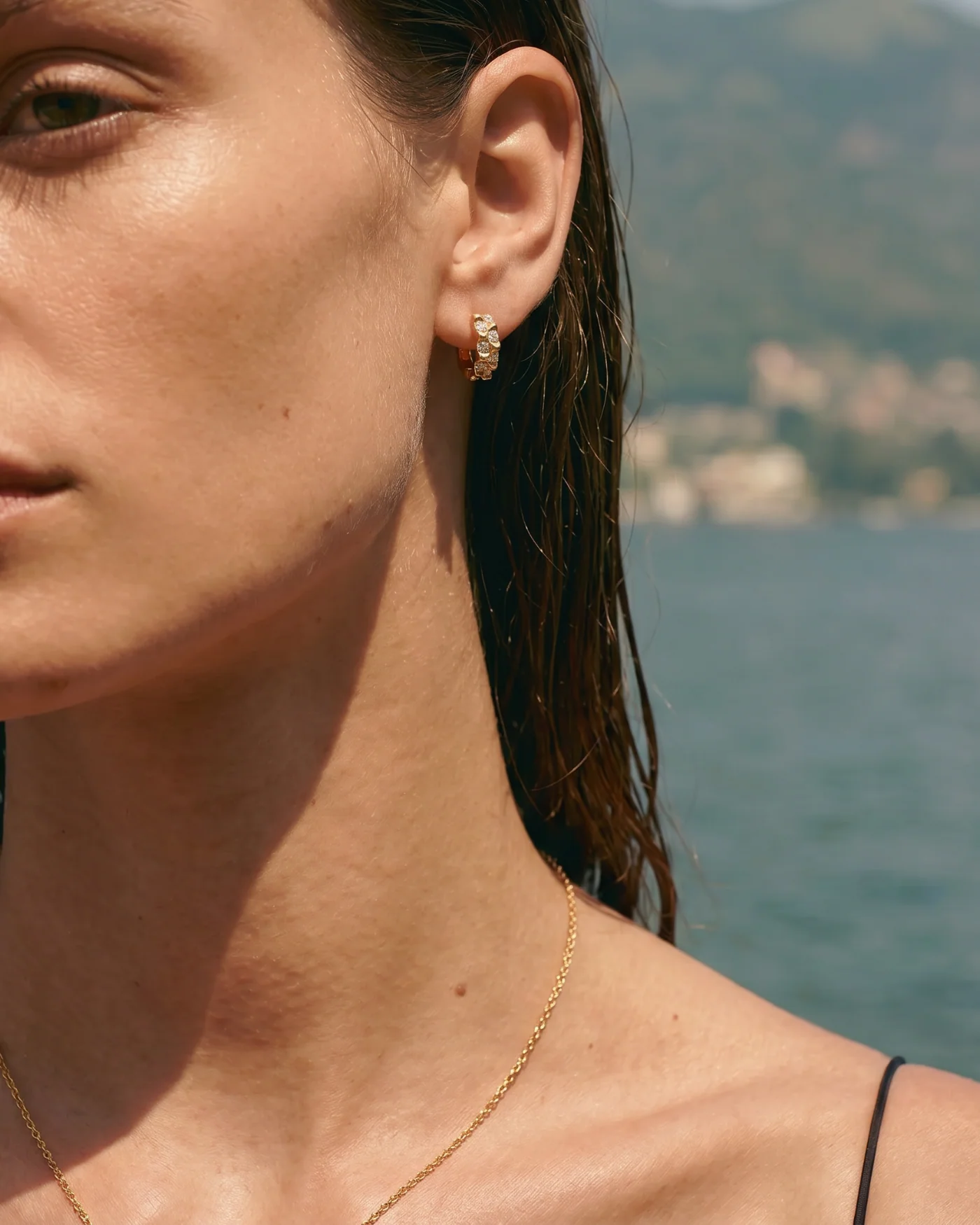 Small Vivienne Hinged Huggie Earrings with Hand-Set Pavé Crystals