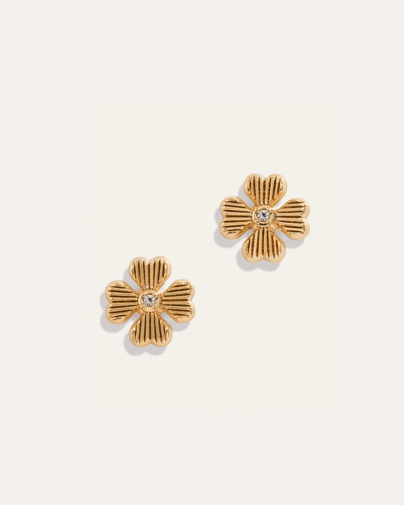 Lucky Hearts Stud Earrings with Clear Crystal Center