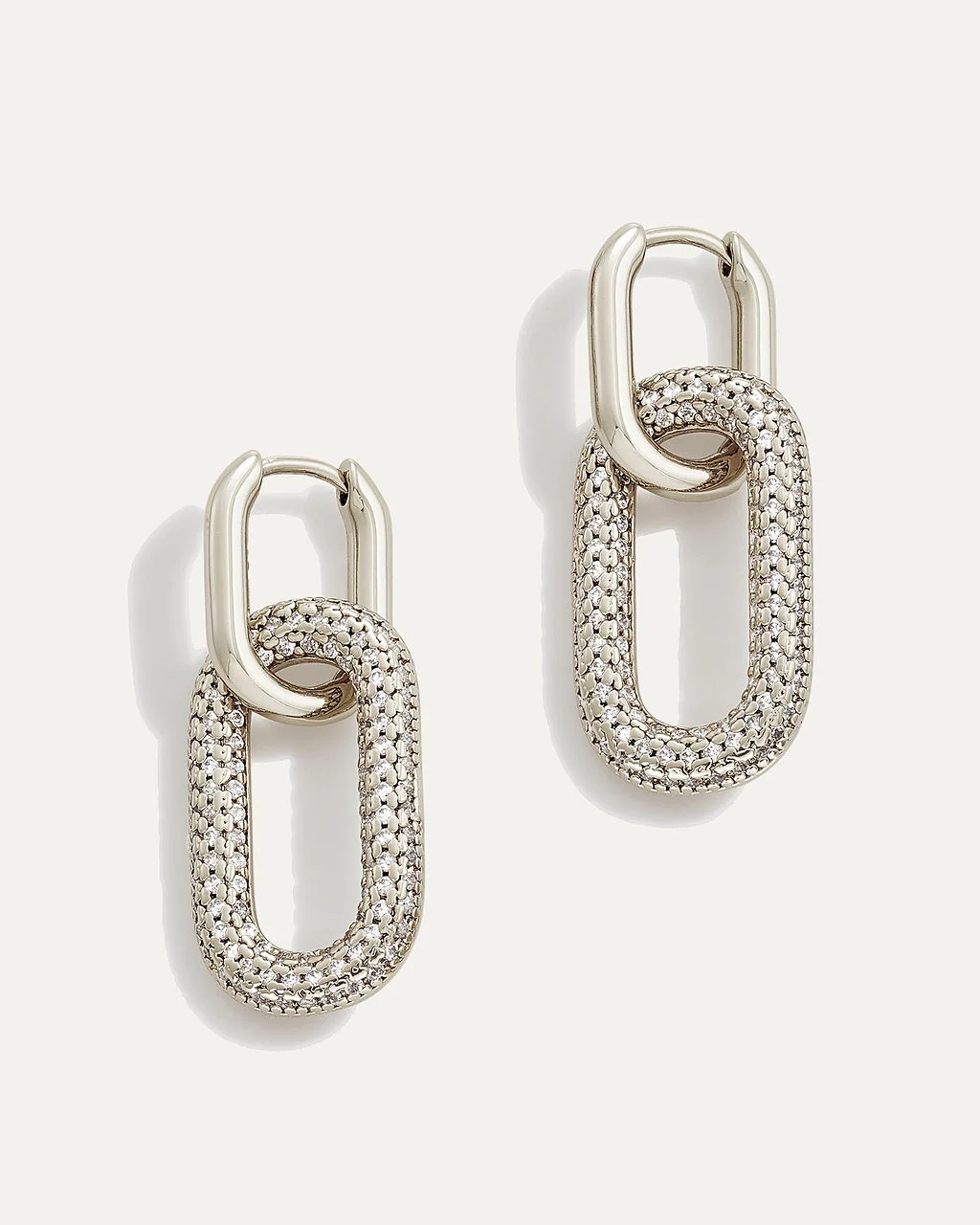 3-in-1 Wendbare Pavé-Hoop-Link-Ohrringe in Silber